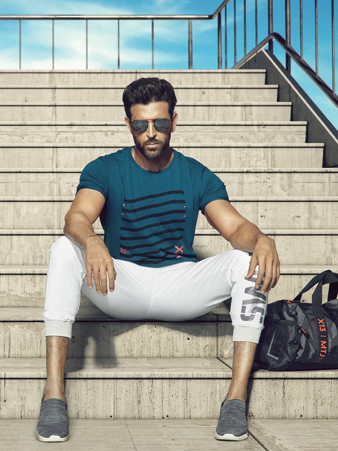 HRX by Hrithik Roshan Men Teal Blue Printed Cotton T-shirt - view 1