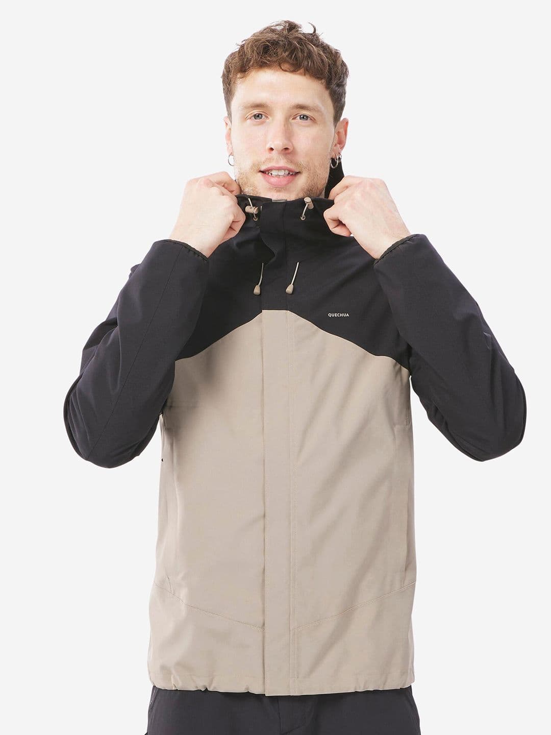 Decathlon Quechua - Men Beige Black MH150 Waterproof Hiking Rain Jackets - view 1