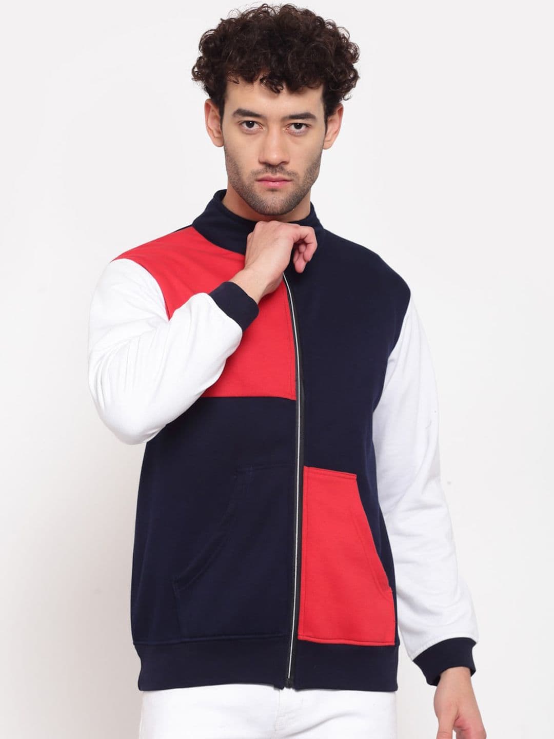 PAUSE SPORT Men Navy Blue & White Colourblocked Lightweight Antimicrobial Bomber Jacket - view 1