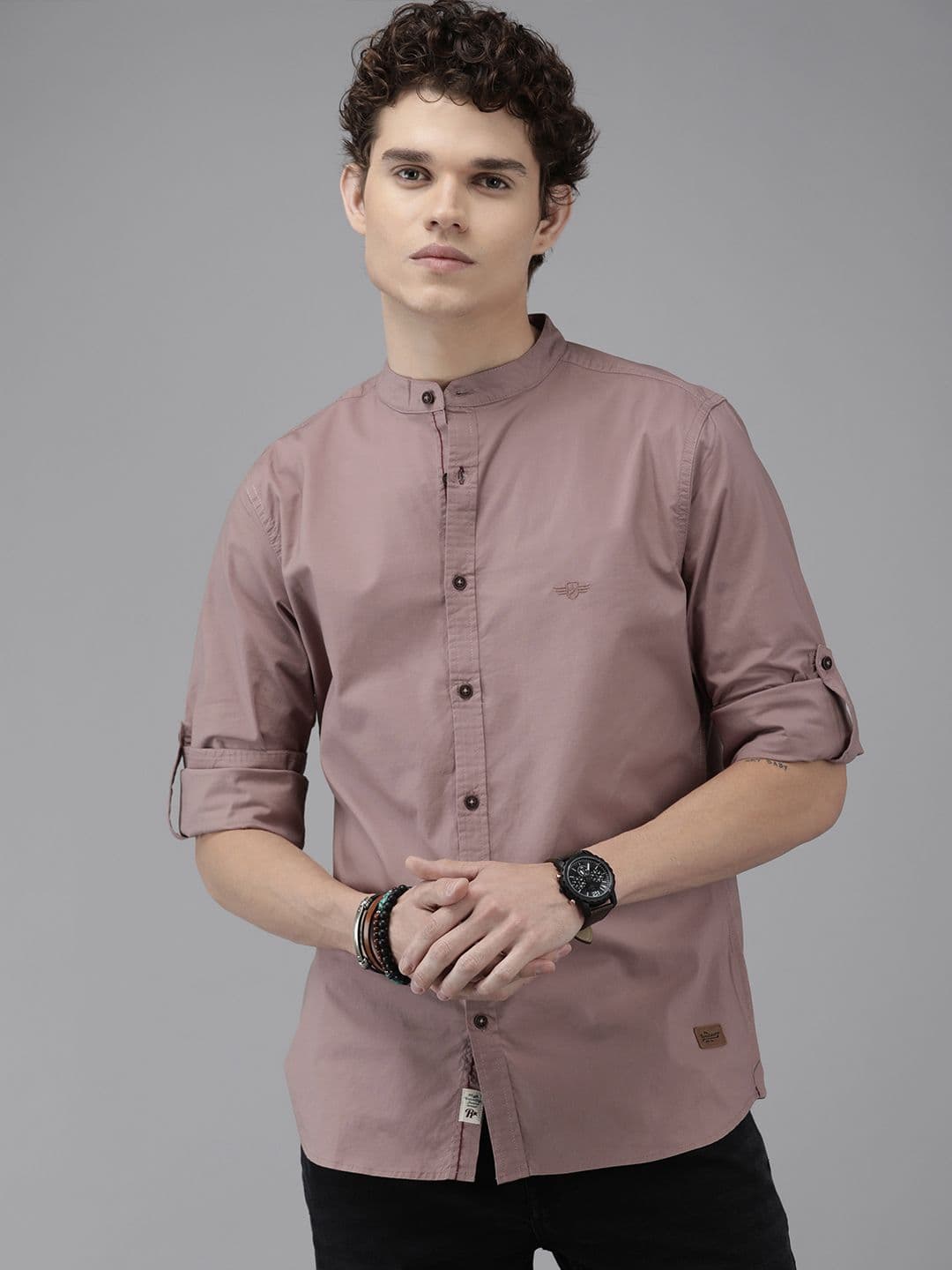 The Roadster Lifestyle Co Men Mauve Solid Slim Fit Casual Shirt - view 1