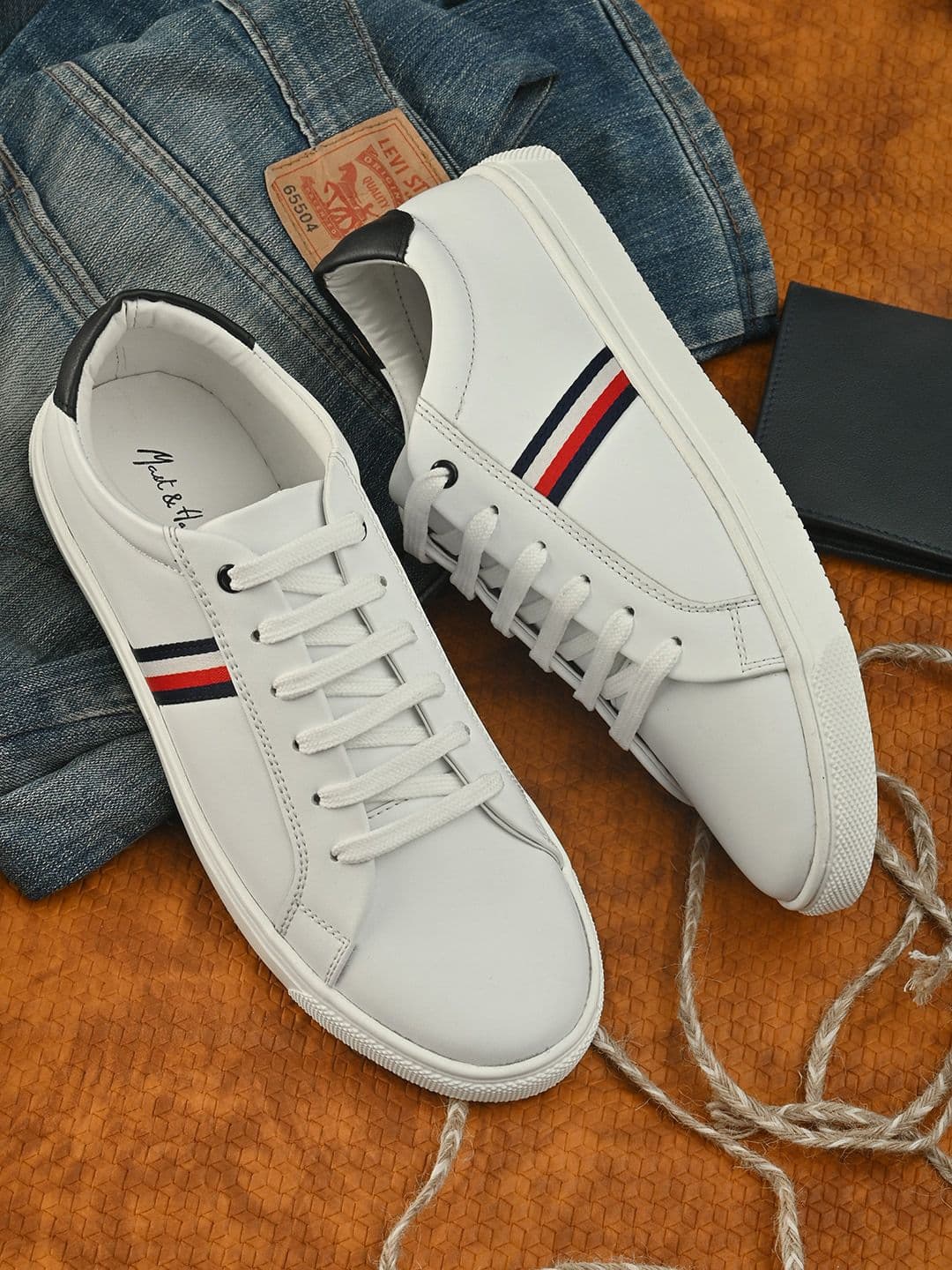 Mast & Harbour Men White Striped Sneakers - view 1