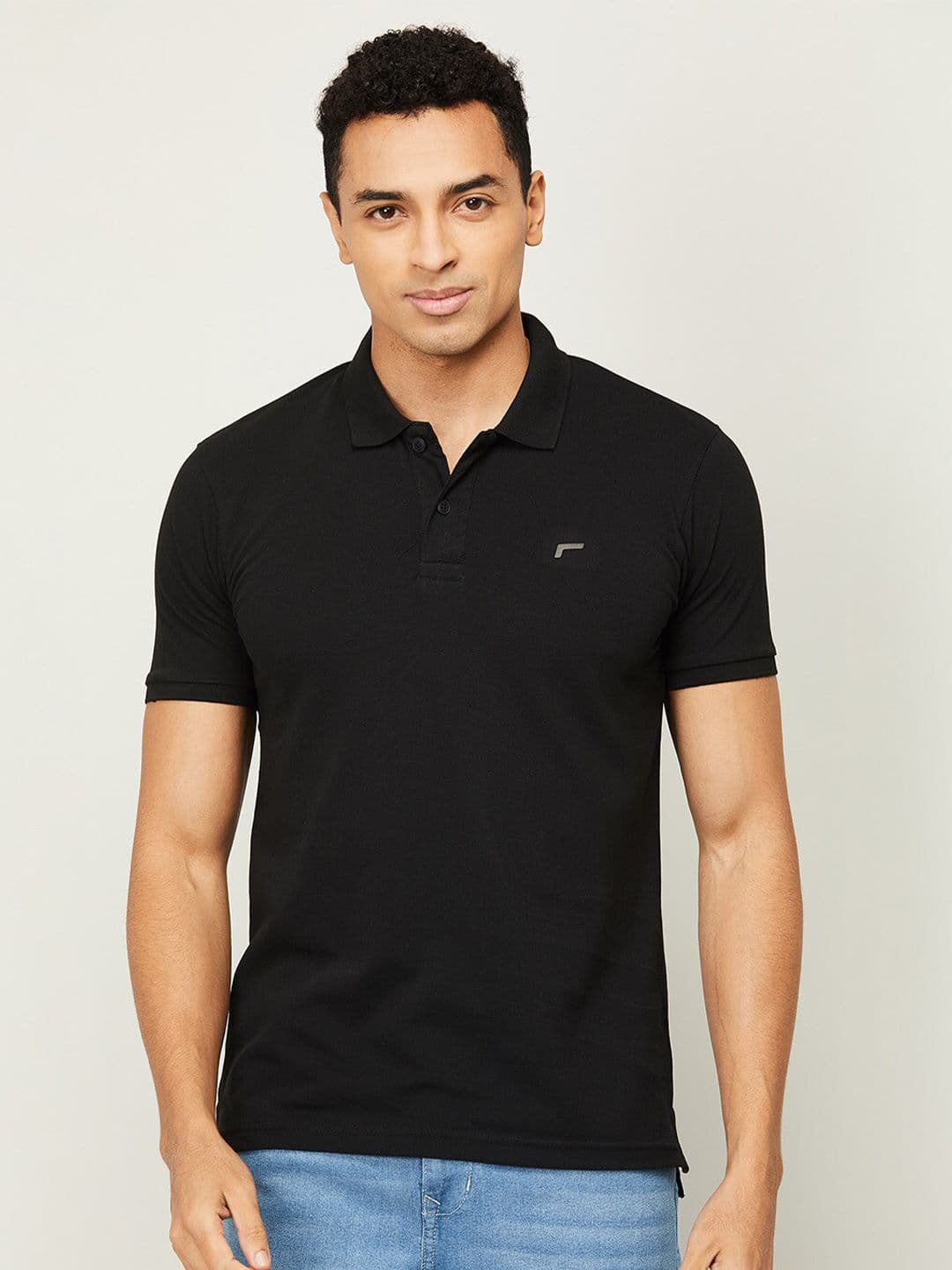 Fame Forever by Lifestyle Men Black Polo Collar T-shirt - view 1