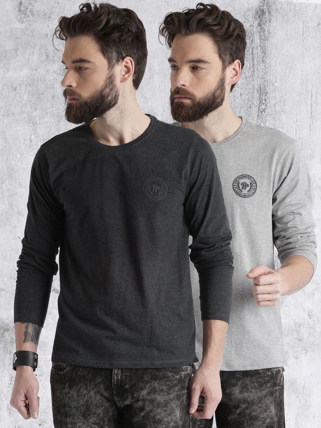 Roadster Men Pack of 2 Slim Fit Pure Cotton Regular Fit T-shirts - view 1