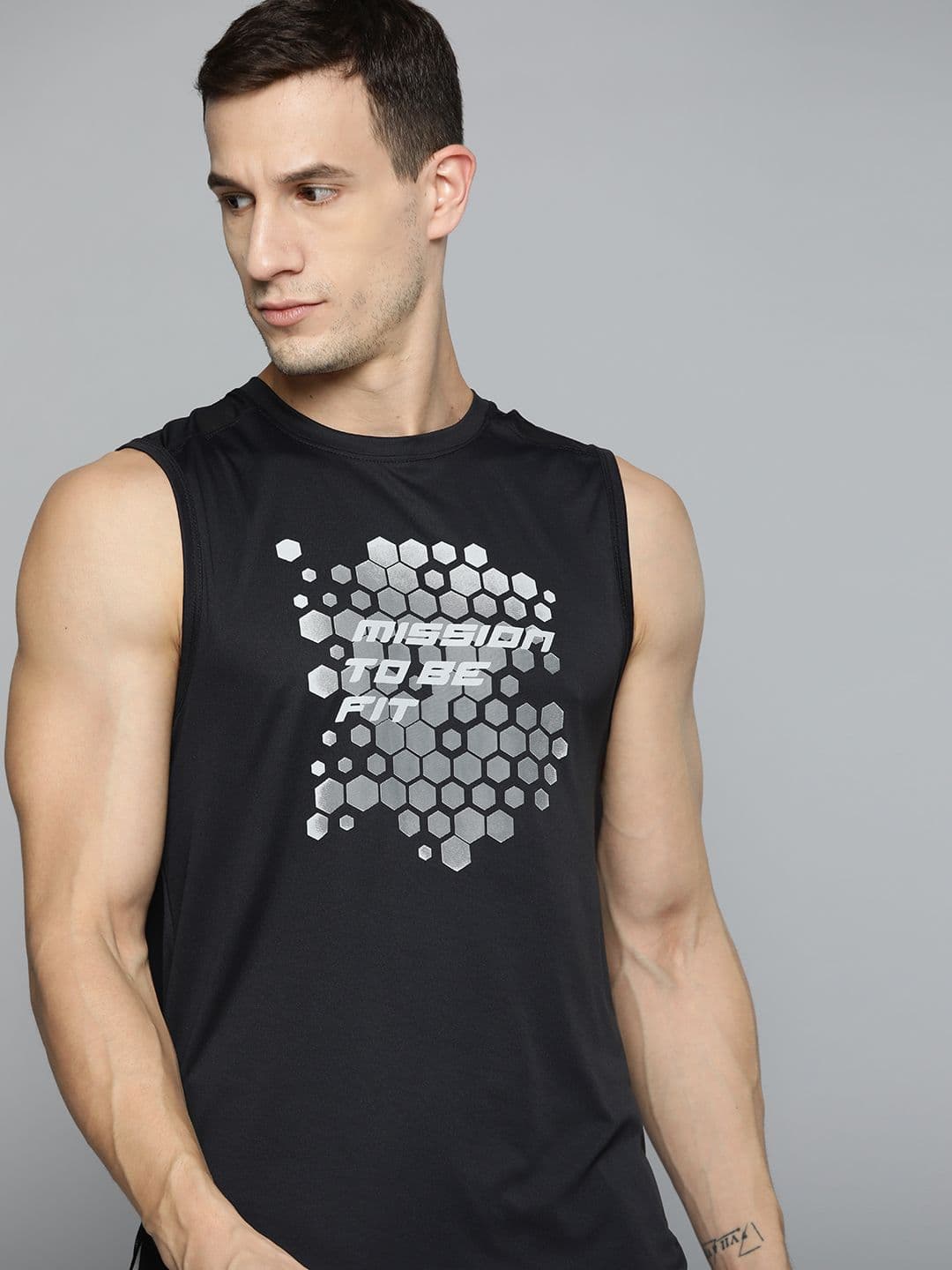 HRX By Hrithik Roshan Training Men Jet Black Rapid-Dry Typography T-shirts - view 1