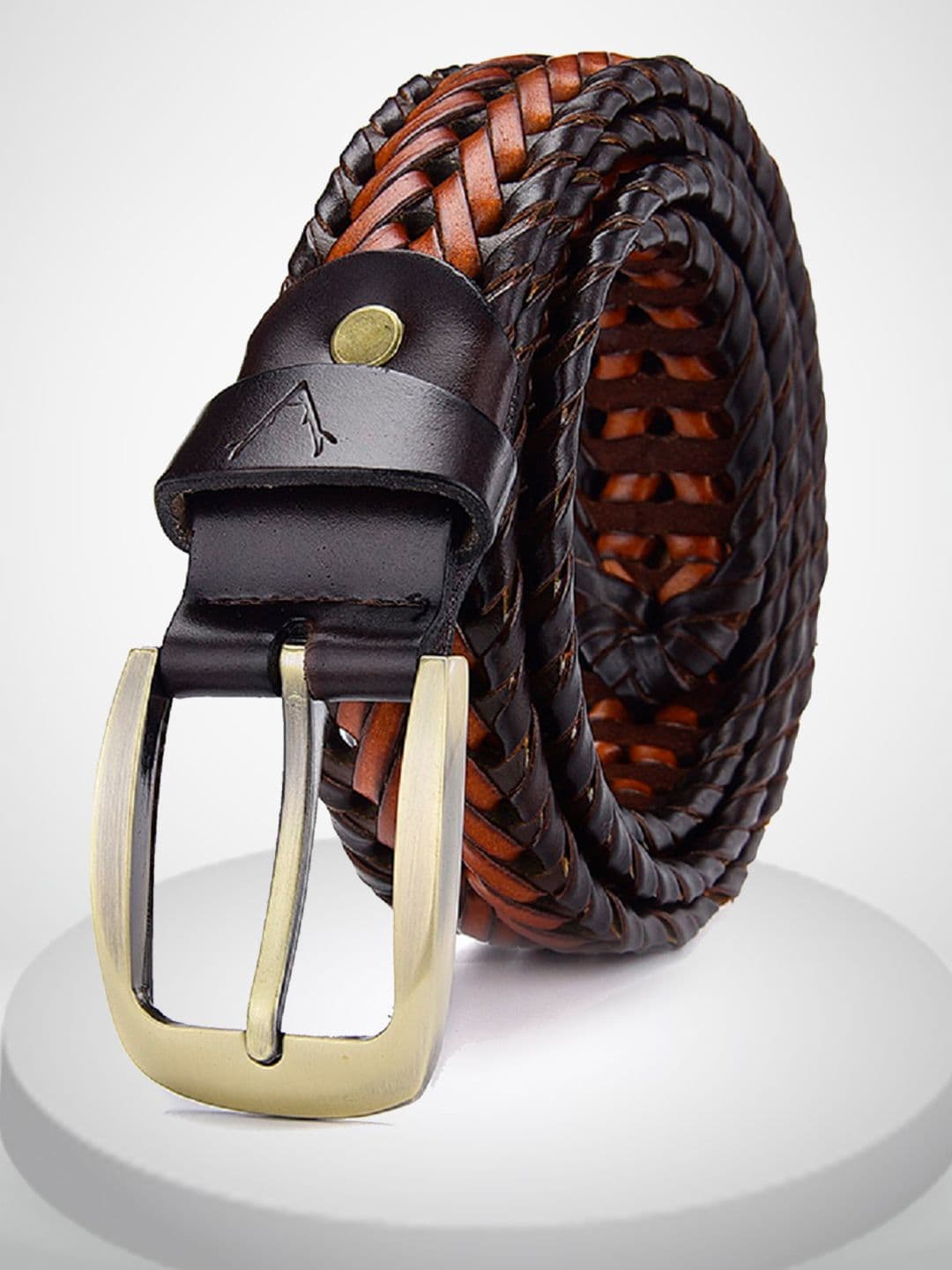 VOGARD Men Tan & Brown Braided Leather Belt - view 1