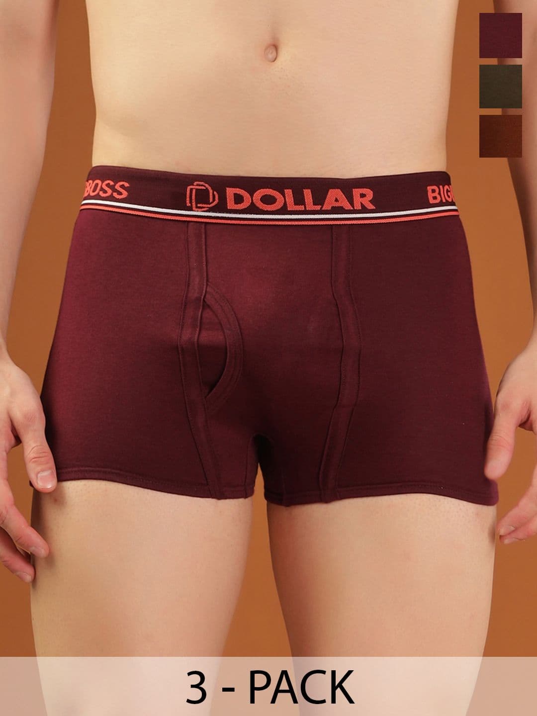 Dollar Bigboss Men Solid Pack of 3 Combed Cotton Trunk - view 1