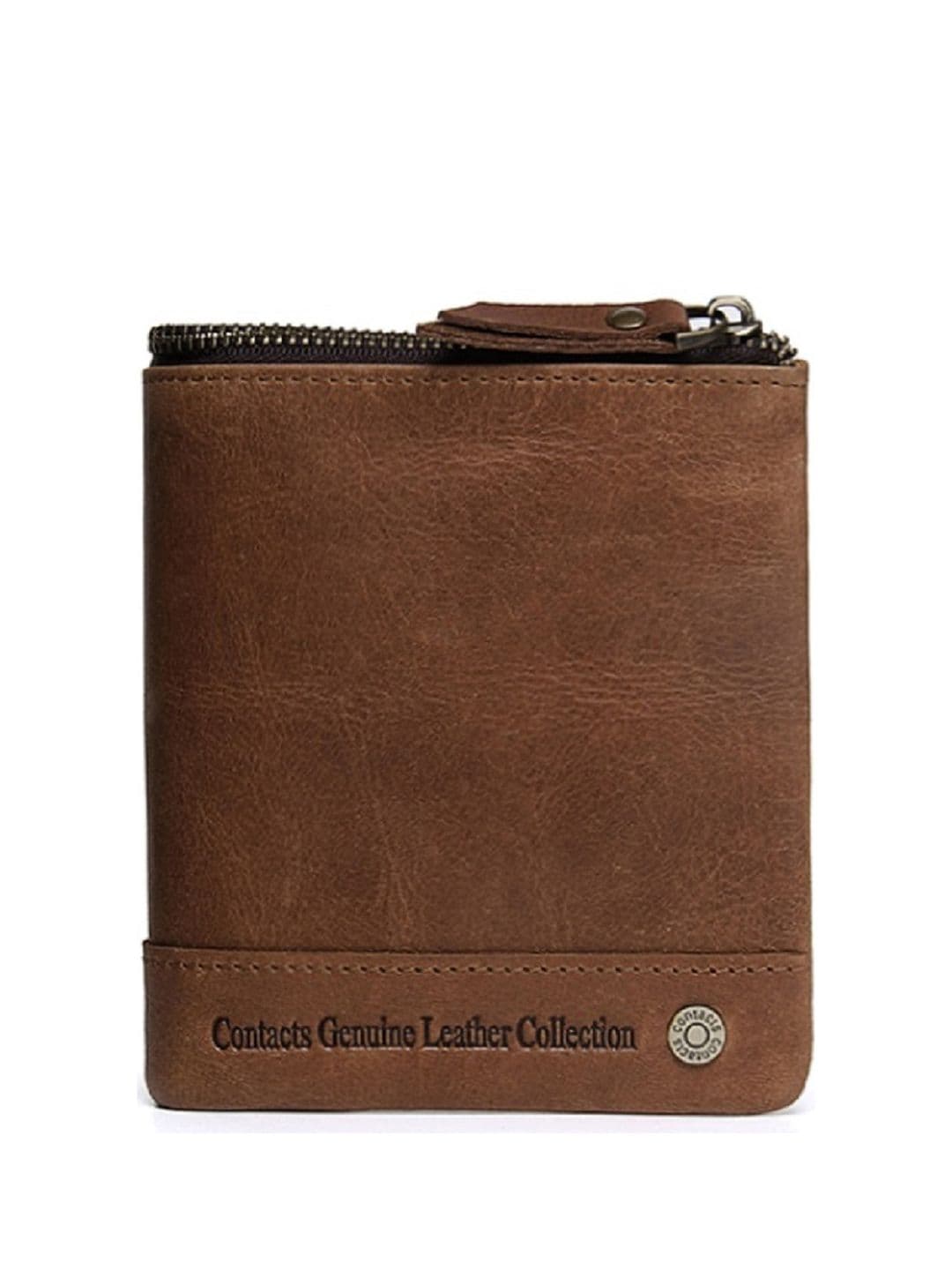 CONTACTS Men Beige Leather Wallets With RFID - view 1