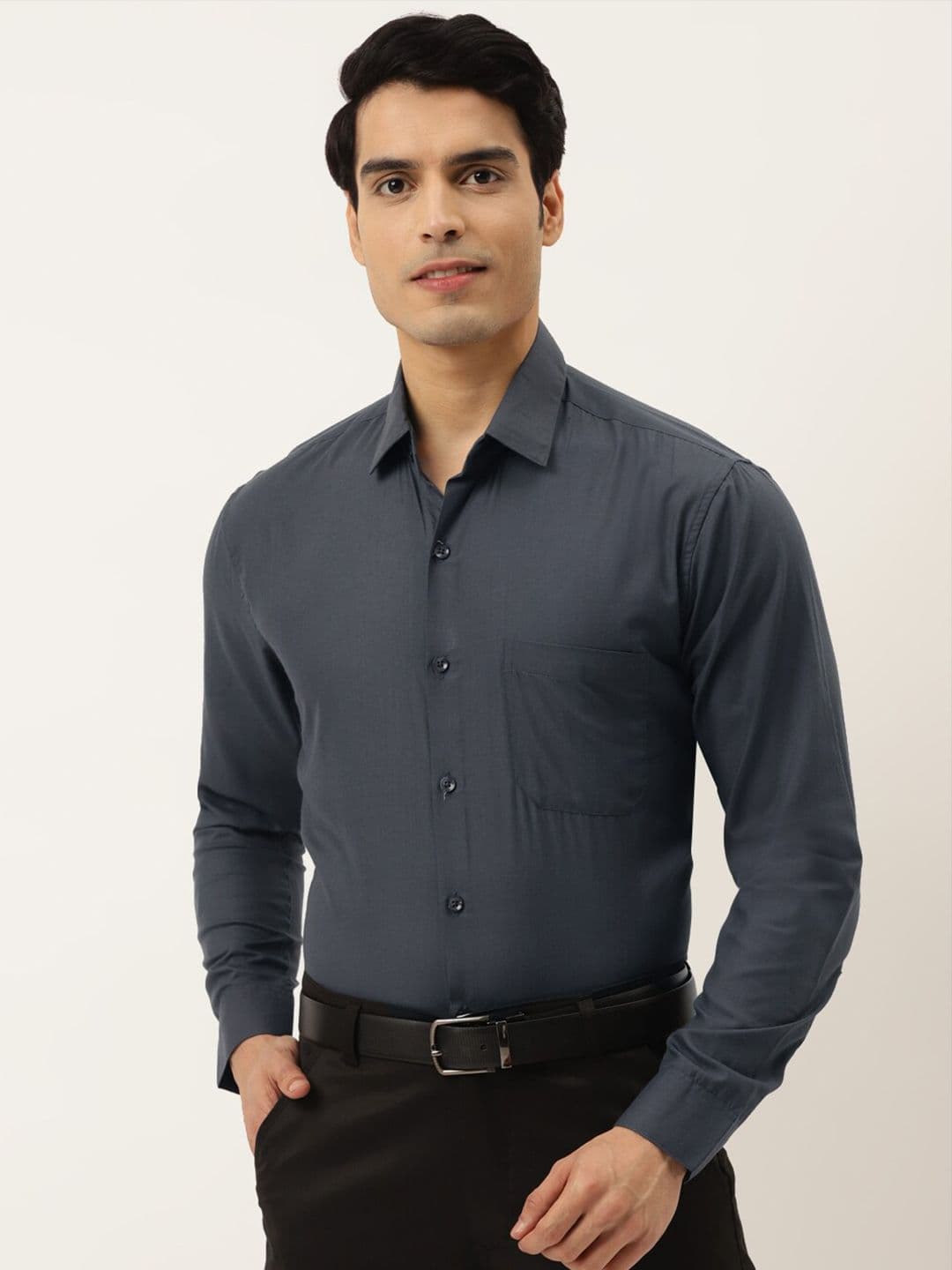 JAINISH Men Charcoal Grey Regular Fit Classic Cotton Blend Formal Shirt - view 1
