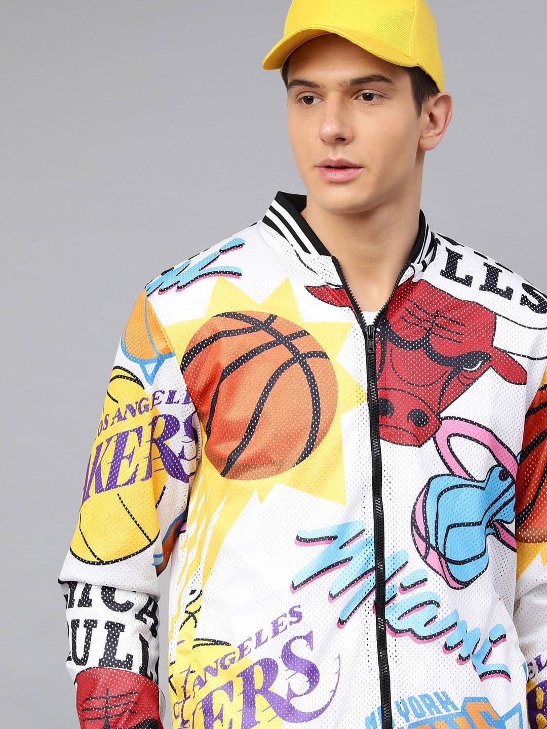 NBA Men White & Red Logo Mash Print Tailored Jacket - view 1
