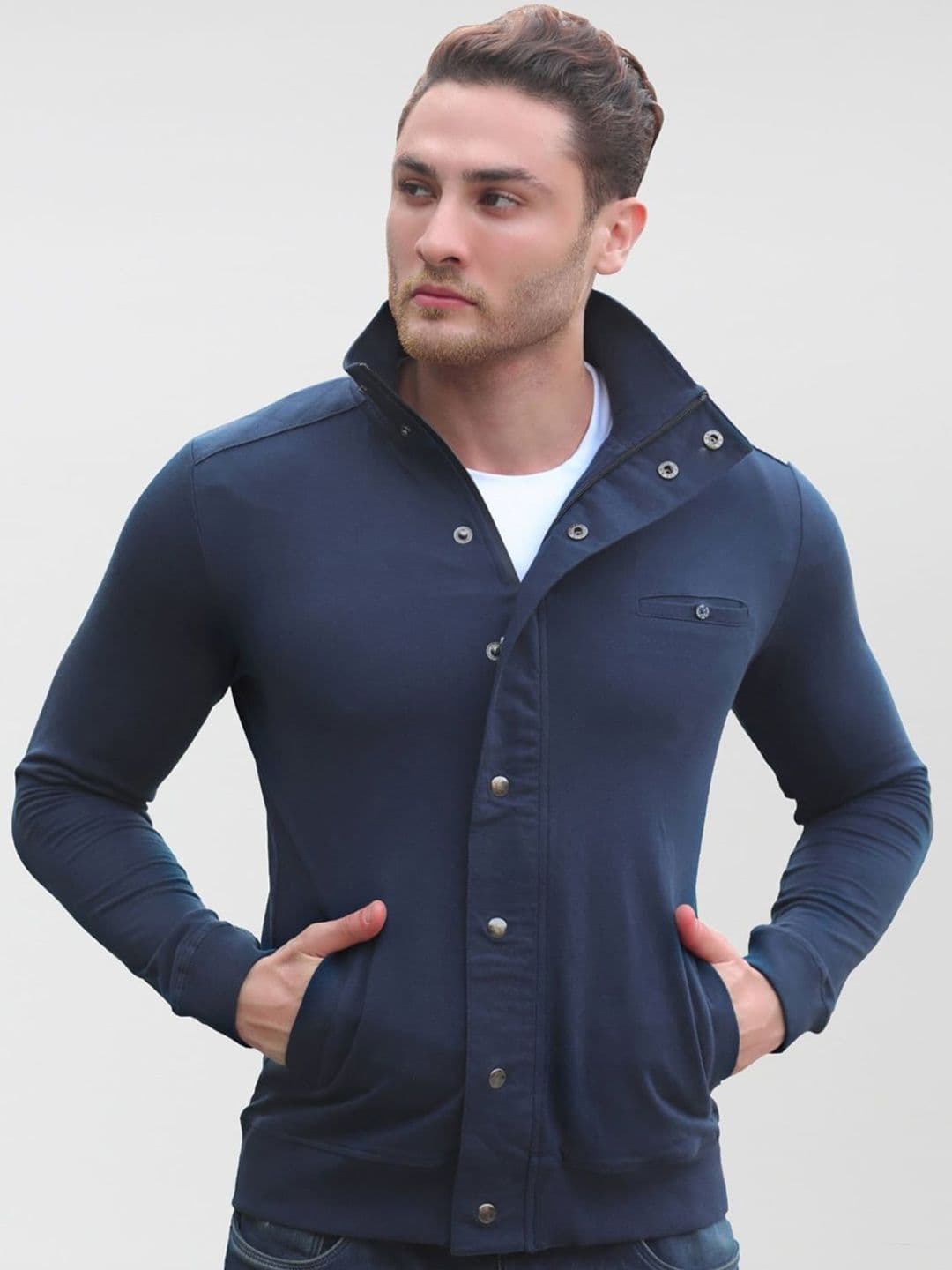 Dream of Glory Inc Men Navy Blue Lightweight Tailored Jacket - view 1