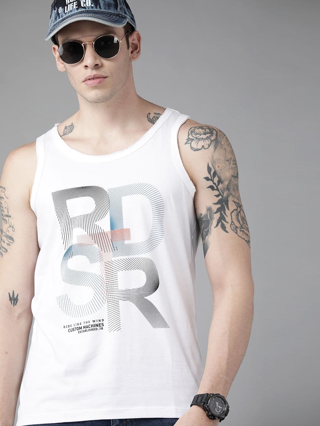 Roadster Men White Brand Logo Printed Pure Cotton T-shirt - view 1