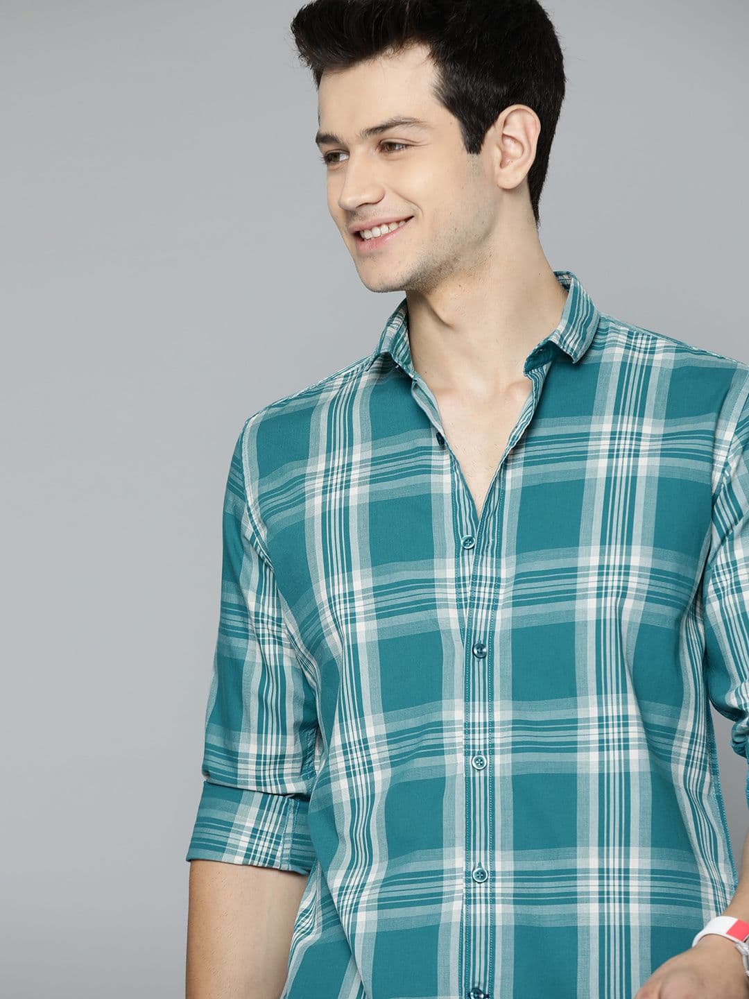 Mast & Harbour Men Blue & White Pure Cotton Tartan Checked Casual Shirt - view 1
