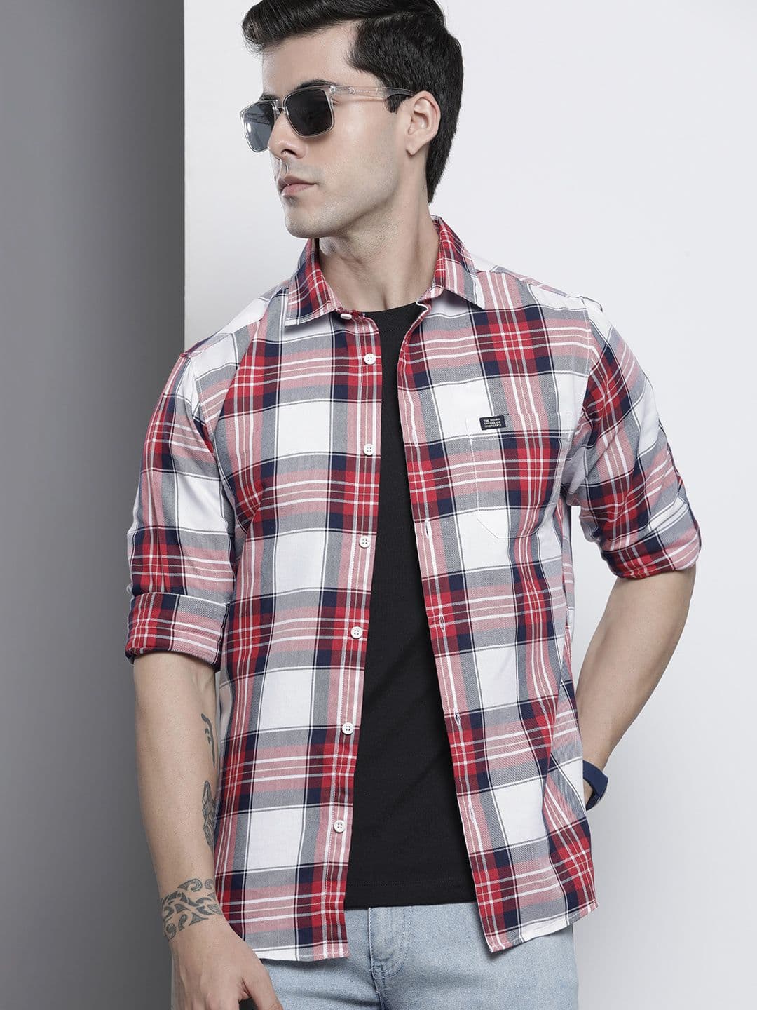 The Indian Garage Co Men Red Tartan Checks Checked Casual Regular Fit Shirt - view 1