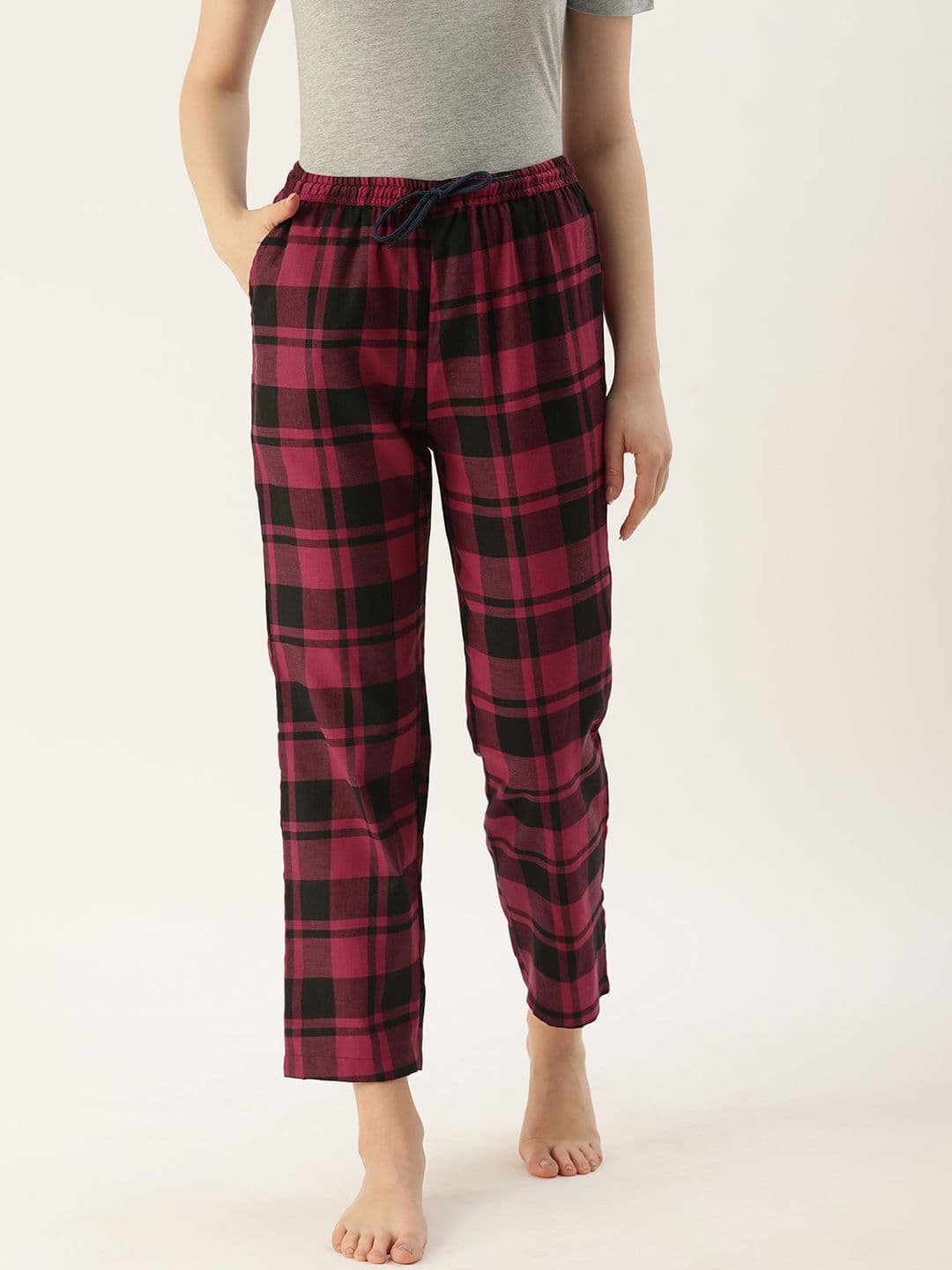 Kryptic Women Relaxed Fit Checked Pure Cotton Lounge Pants - view 1
