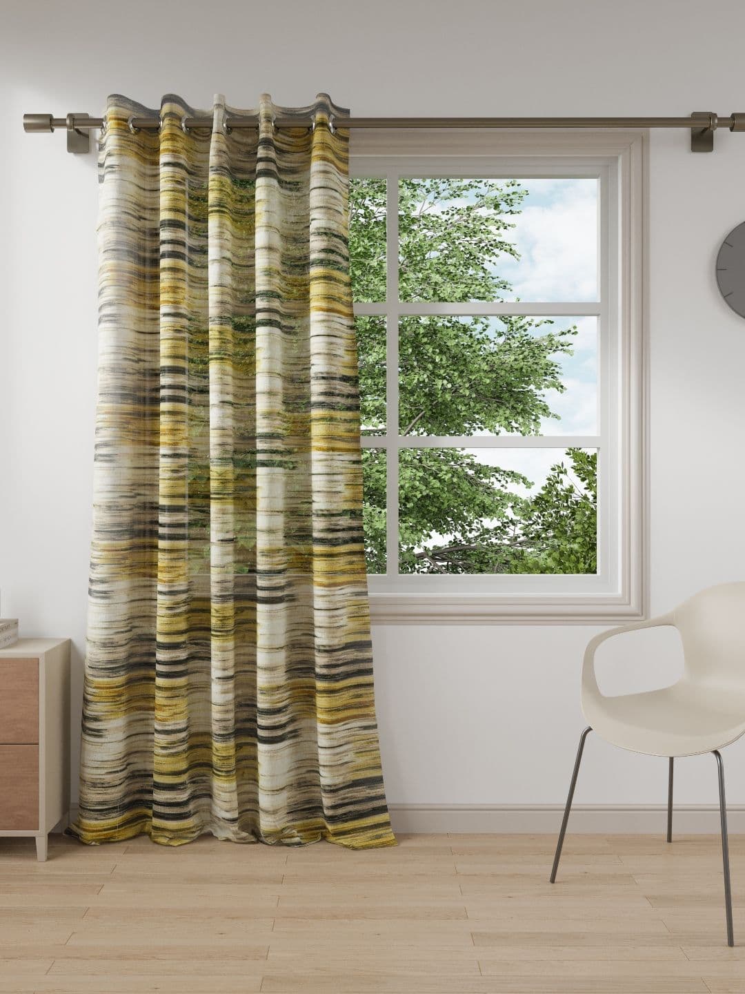DDecor Yellow Geometric Printed Long Door Curtains - view 1