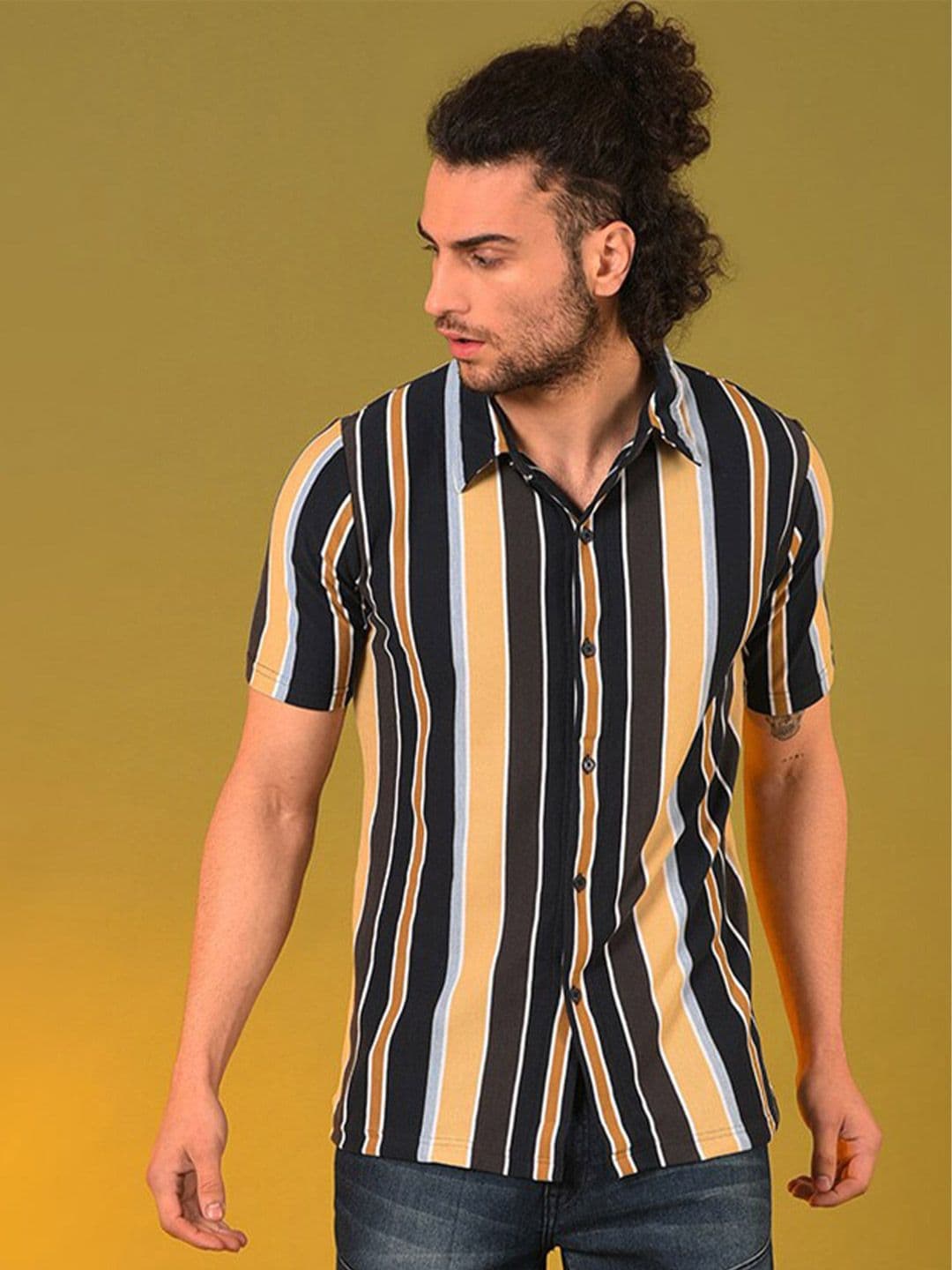 CAHOOT Men Black Classic Striped Cotton Casual Shirt - view 1