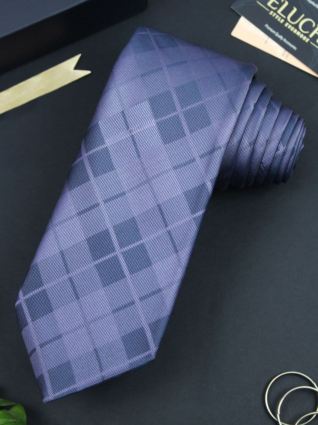 PELUCHE Men Blue Checked Broad Tie - view 1