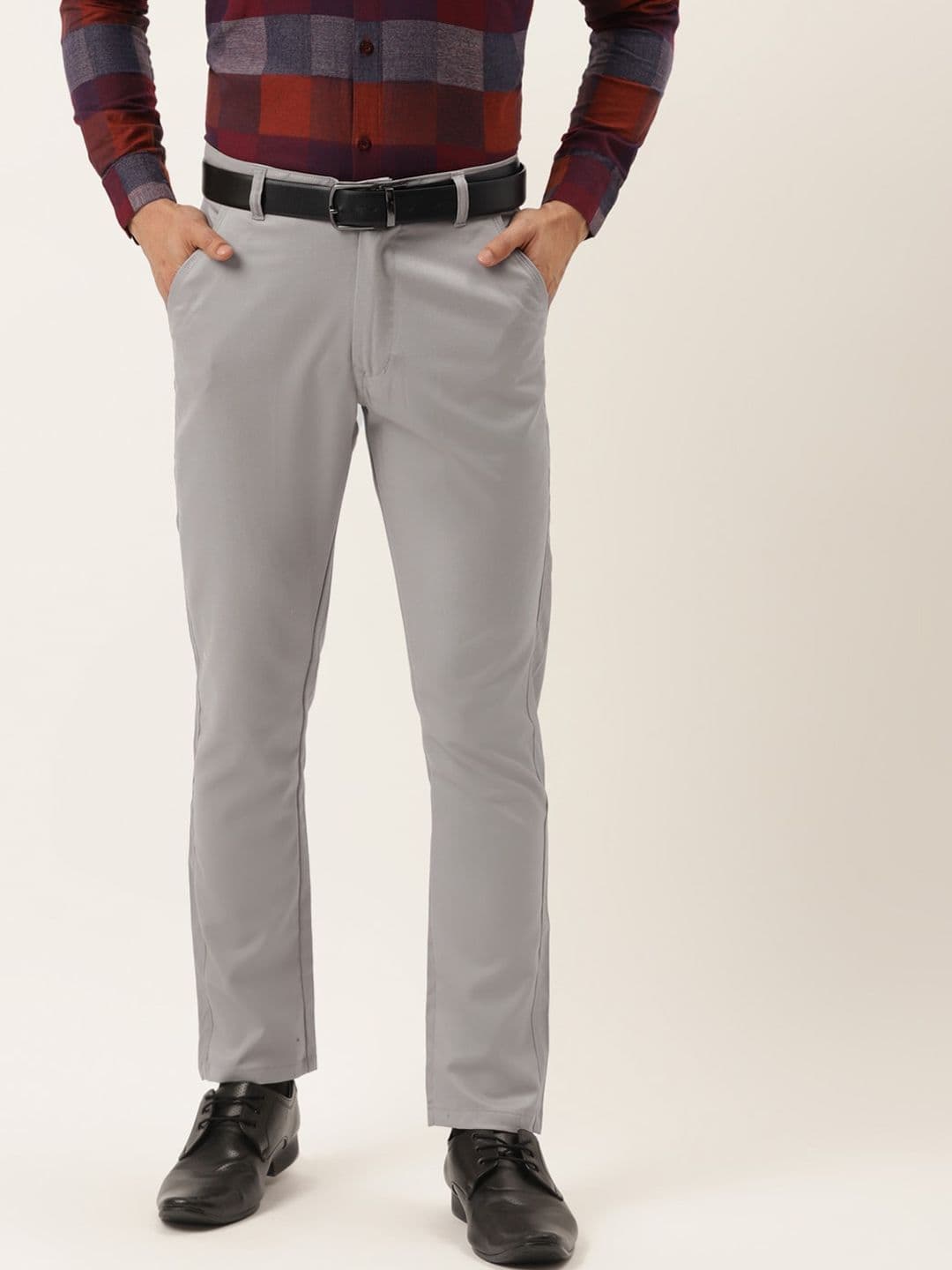 JAINISH Men Grey Smart Slim Fit Easy Wash Pure Cotton Trousers - view 1
