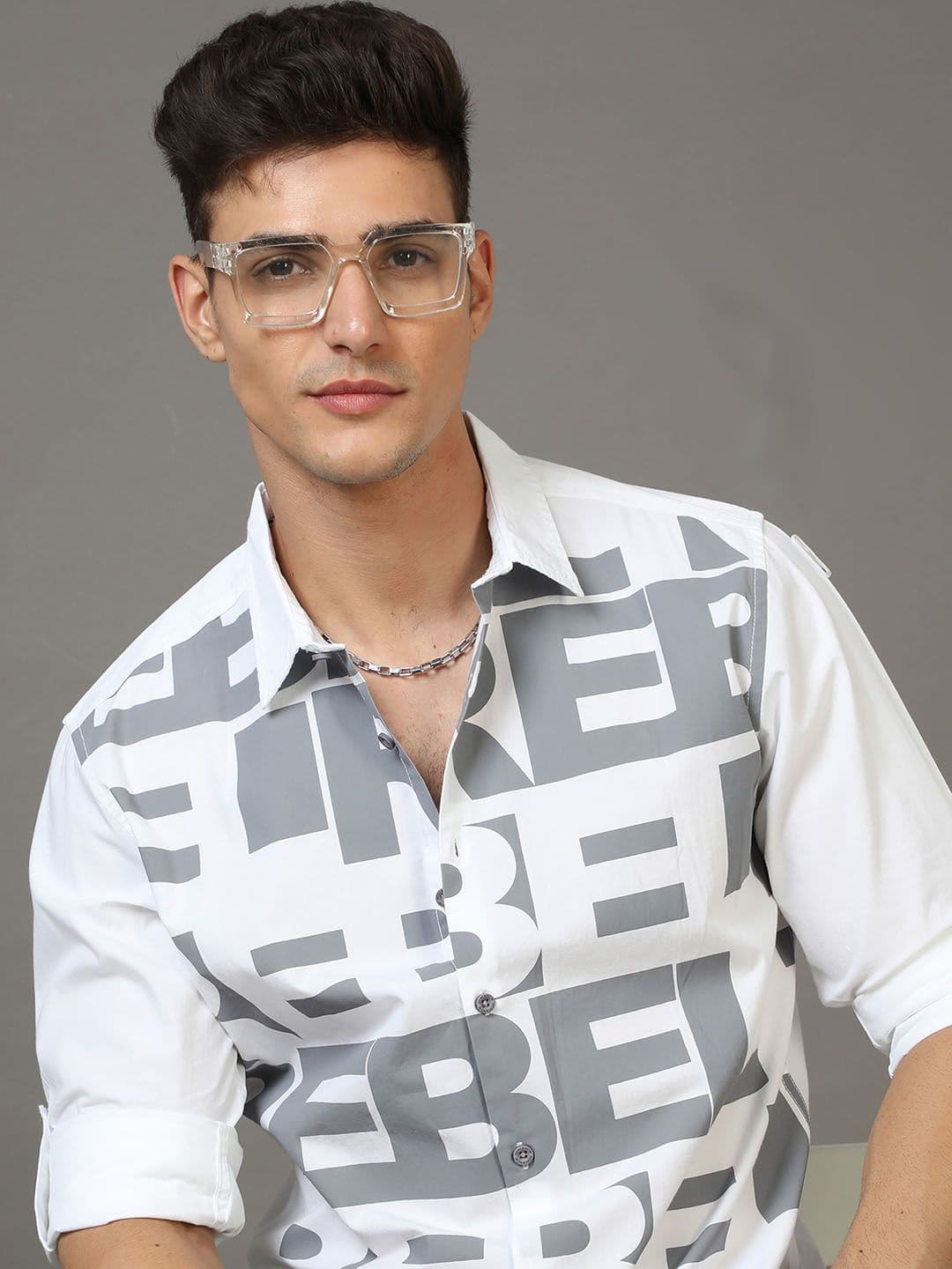 HERE&NOW Men White Slim Fit Printed Cotton Casual Shirt - view 1