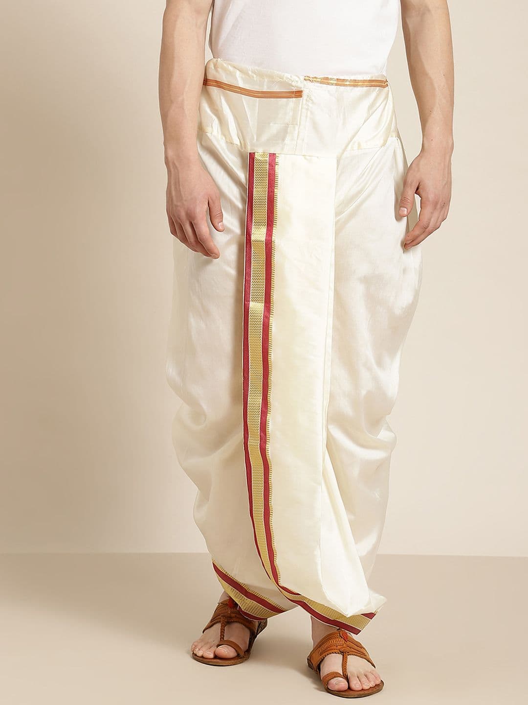 Anug by SOJANYA Men Off White & Maroon Solid Dhoti Pants - view 1