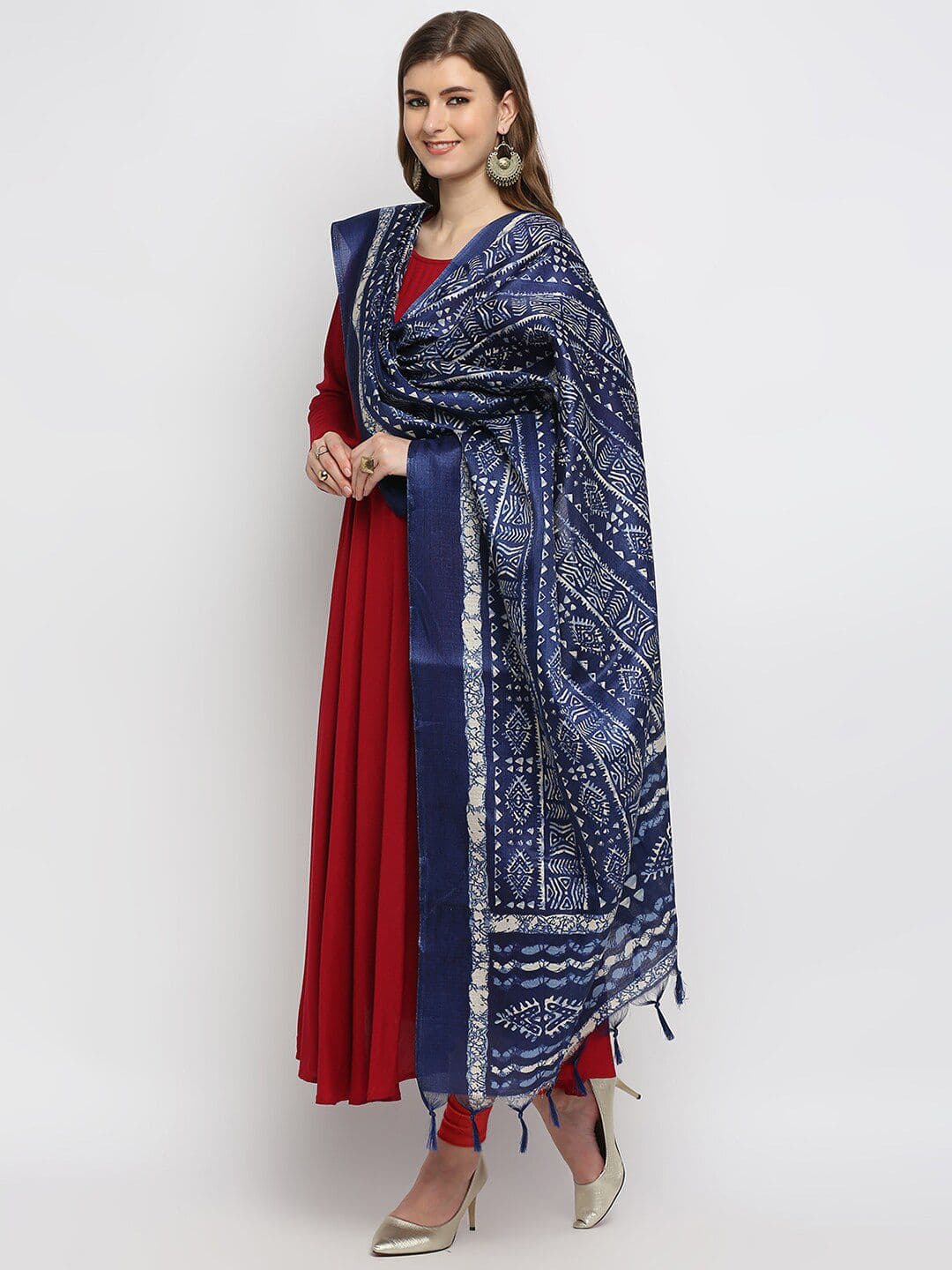 Dupatta Bazaar Blue & White Ethnic Motifs Printed Dupatta - view 1