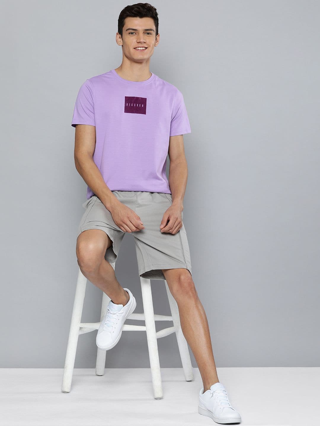 M&H Easy Men Purple & Burgundy Printed Pure Cotton T-shirt - view 1