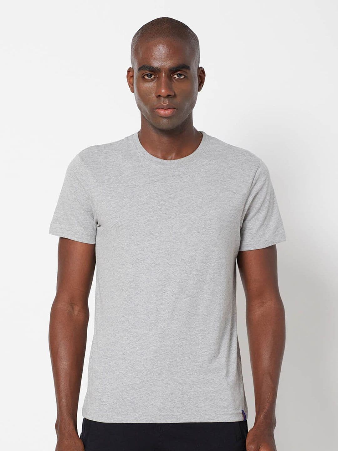 SPORTO Men Grey Melange Regular Fit Cotton T-shirt - view 1
