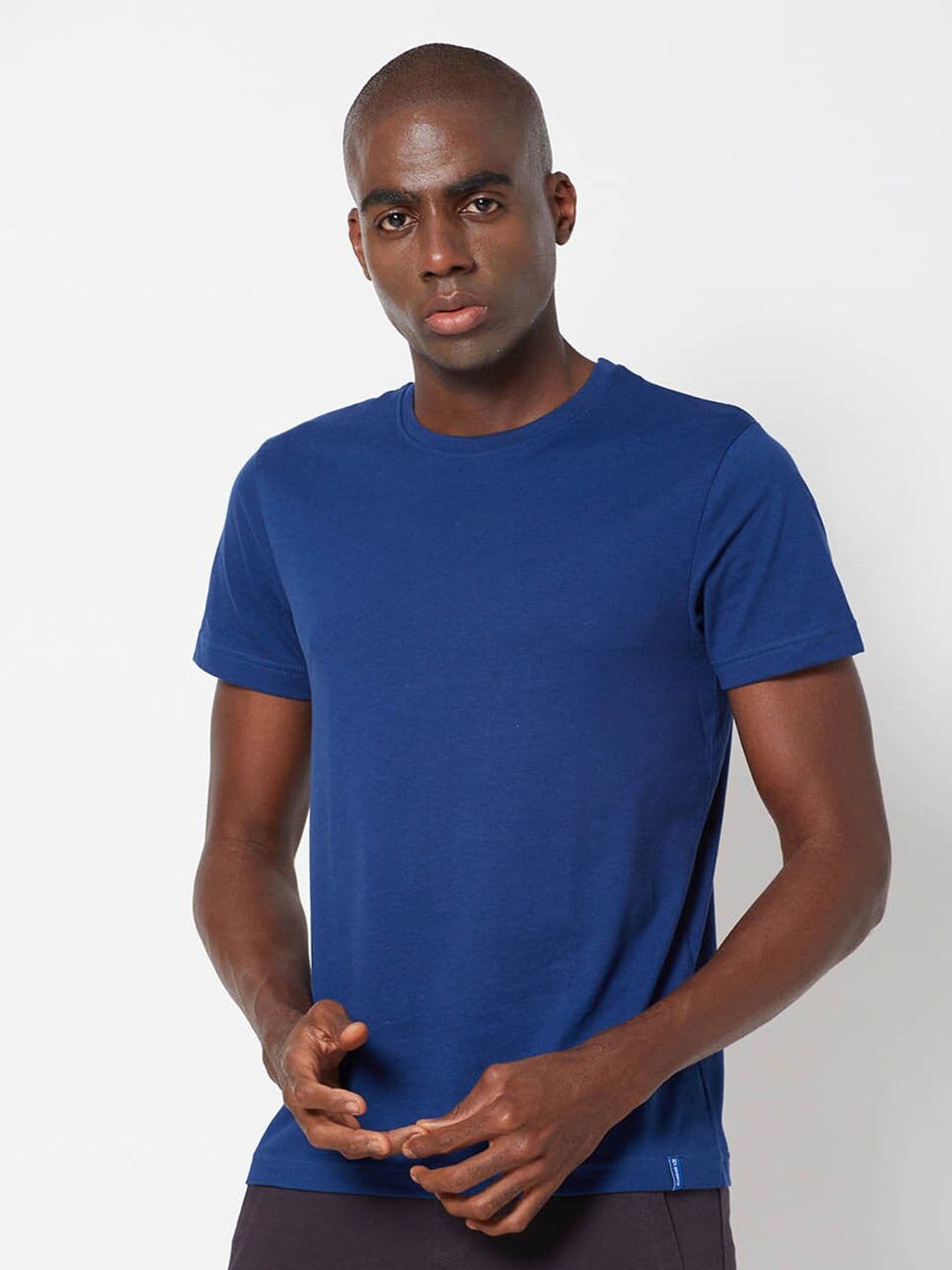 SPORTO Men Navy Blue Solid Cotton T-shirt - view 1