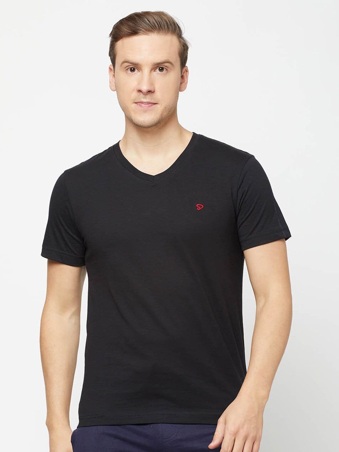 SPORTO Men Black V-Neck T-shirt - view 1