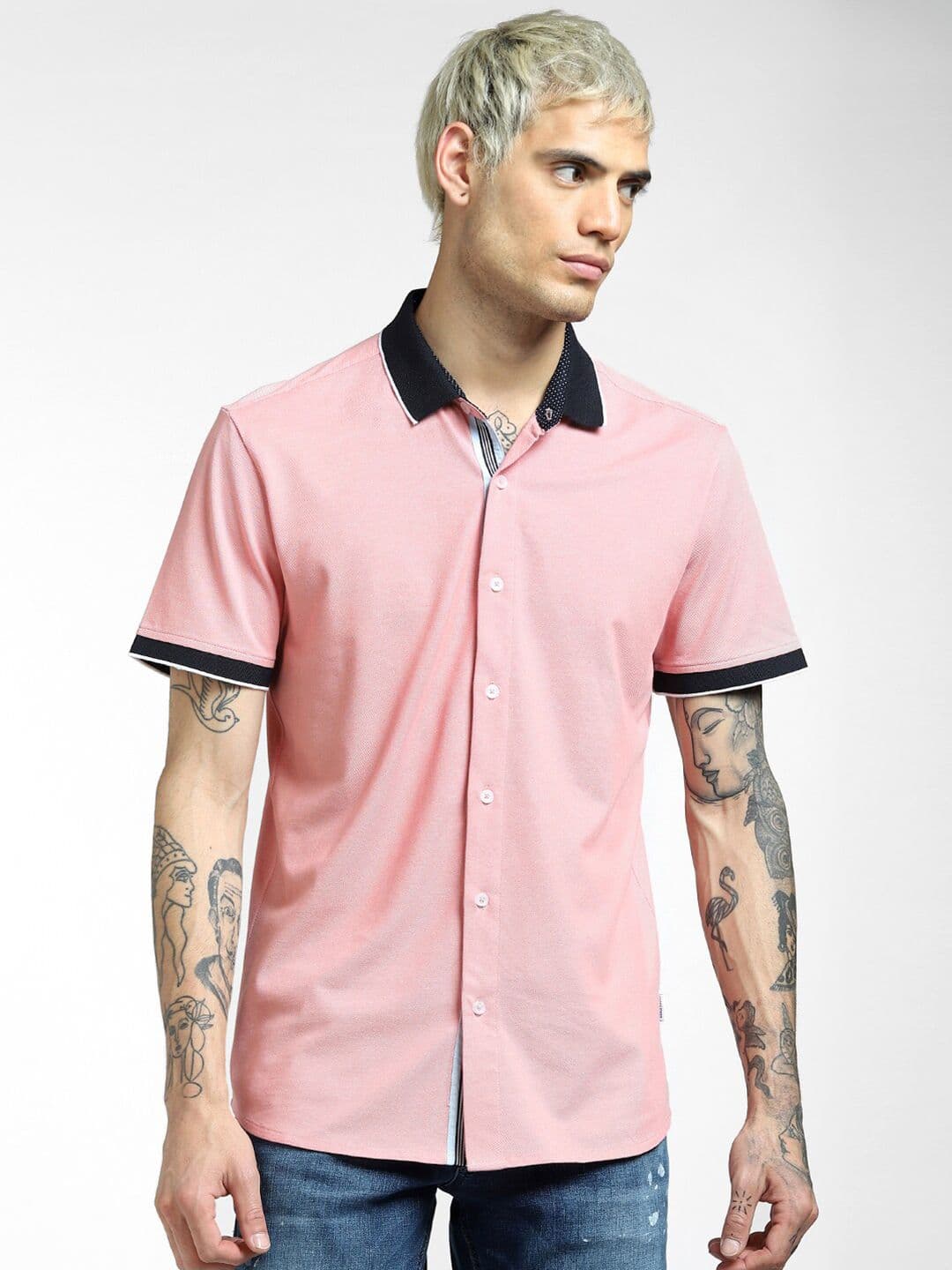 Jack & Jones Men Pink Slim Fit Casual Shirt - view 1