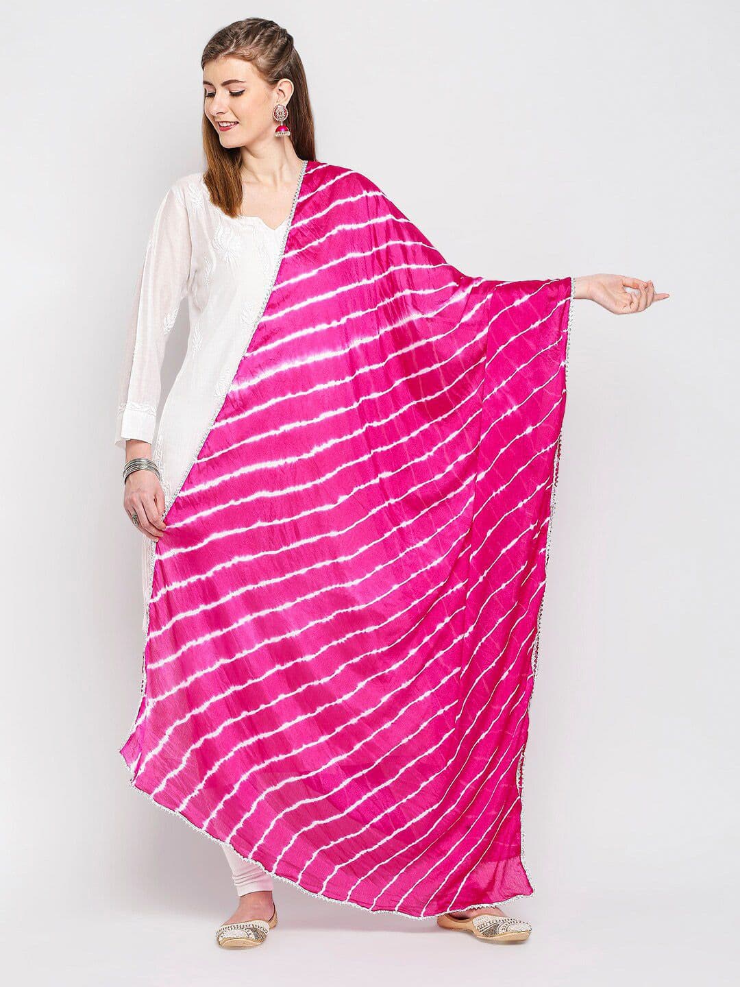 Dupatta Bazaar Pink Leheriya Dupatta - view 1