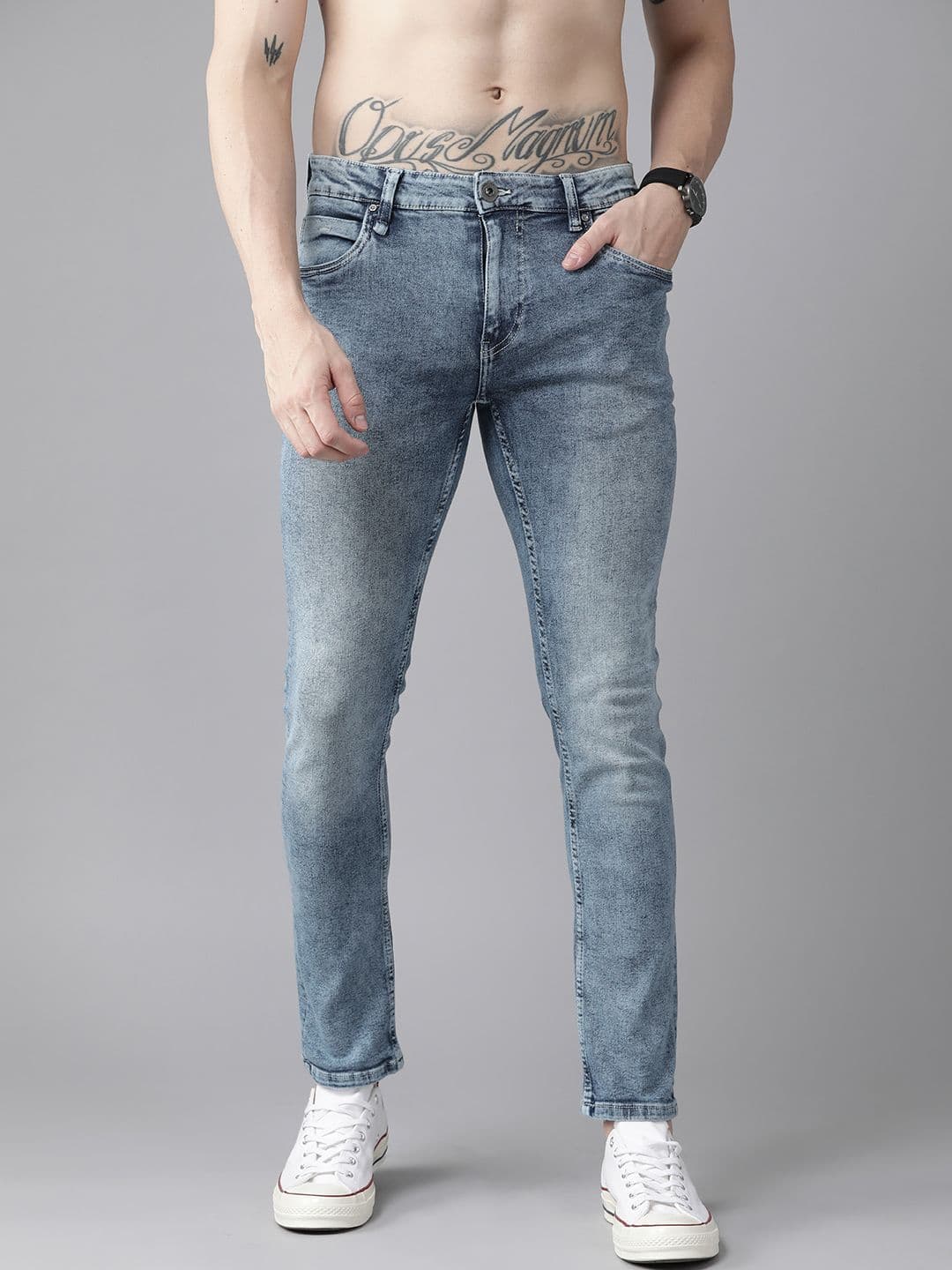 Roadster Men Blue Skinny Fit Light Fade Stretchable Jeans - view 1