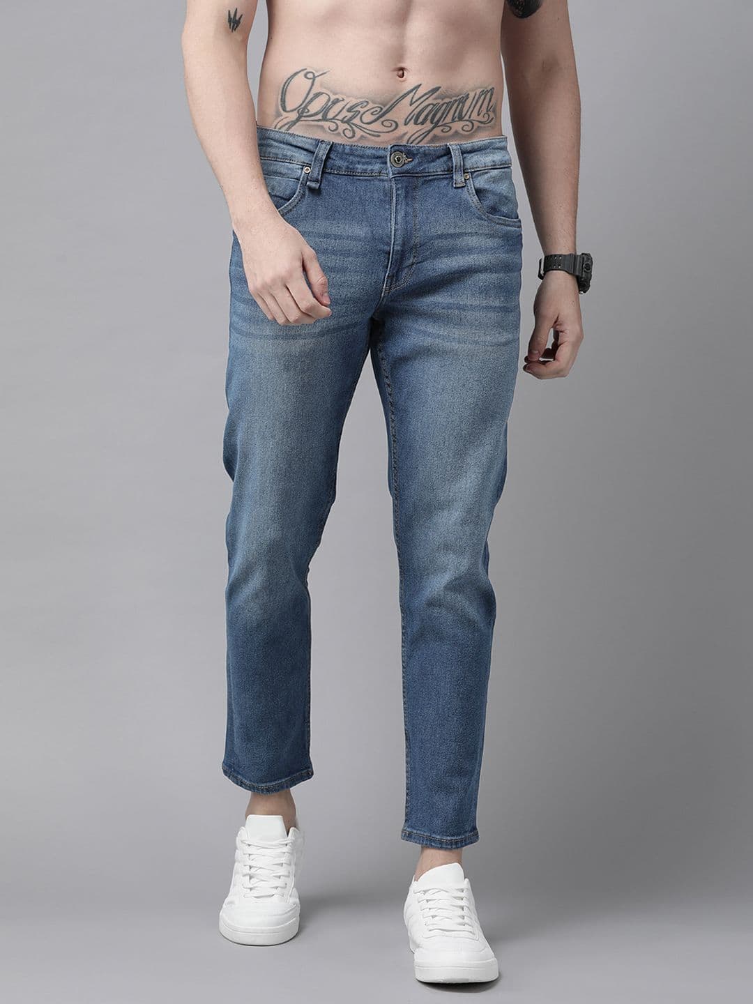 Roadster Men Blue Carrot Light Fade Stretchable Jeans - view 1