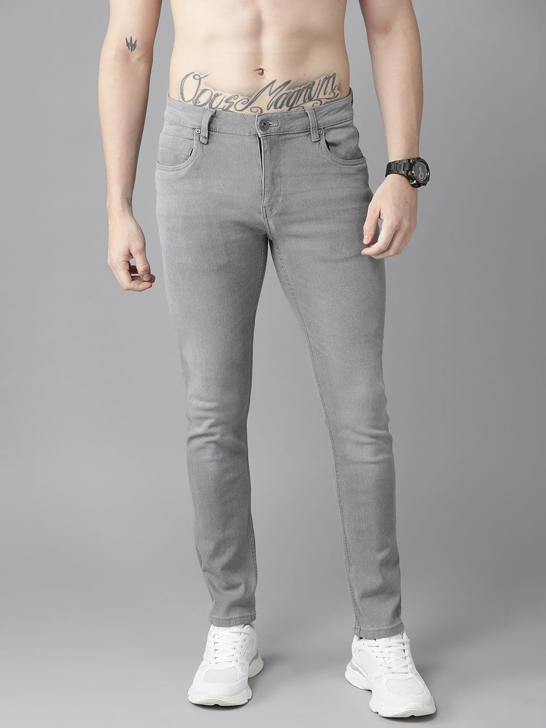 Roadster Men Grey Skinny Fit Light Fade Stretchable Jeans - view 1