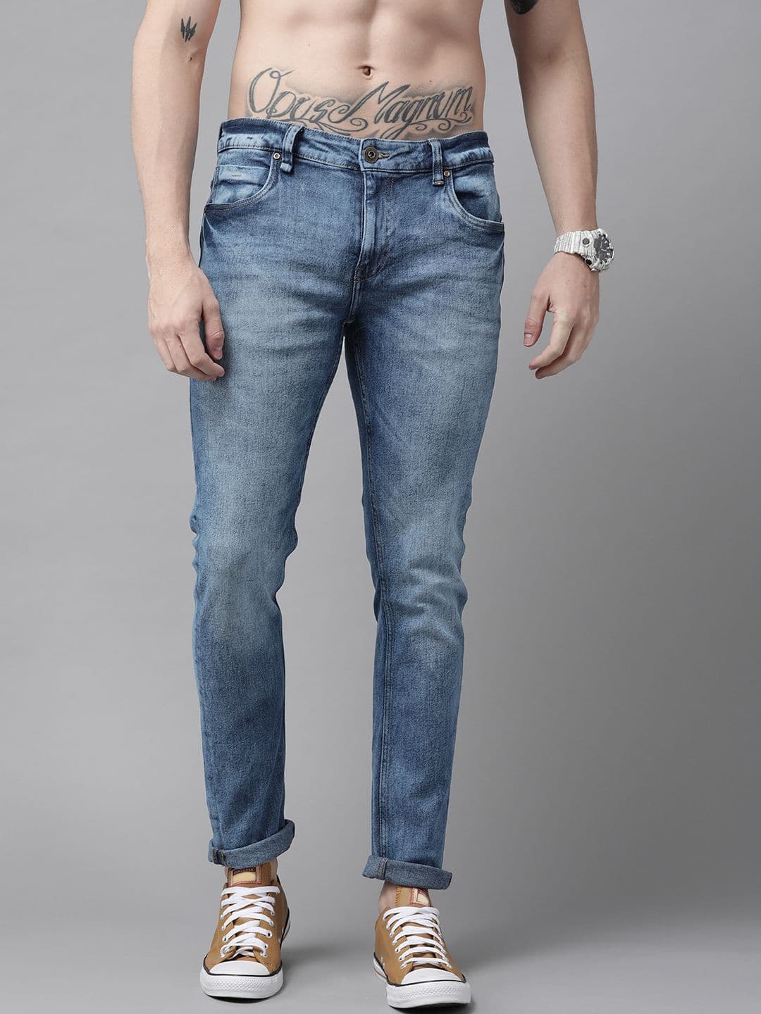 Roadster Men Blue Carrot Light Fade Stretchable Jeans - view 1