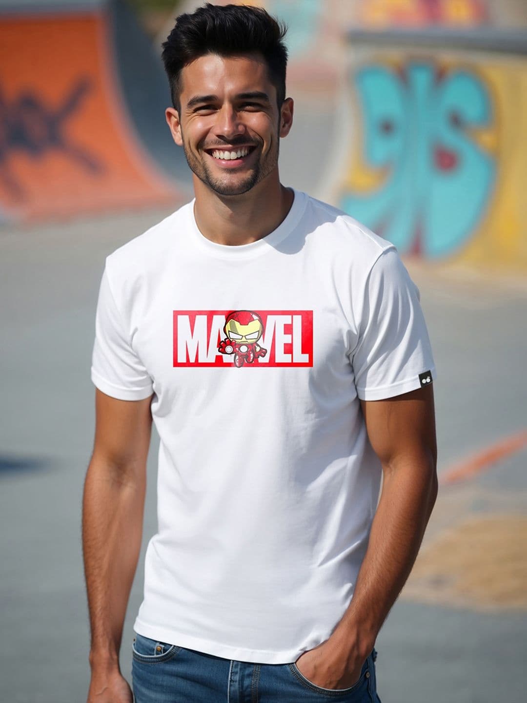Bewakoof Men White Printed Cotton T-shirt - view 1