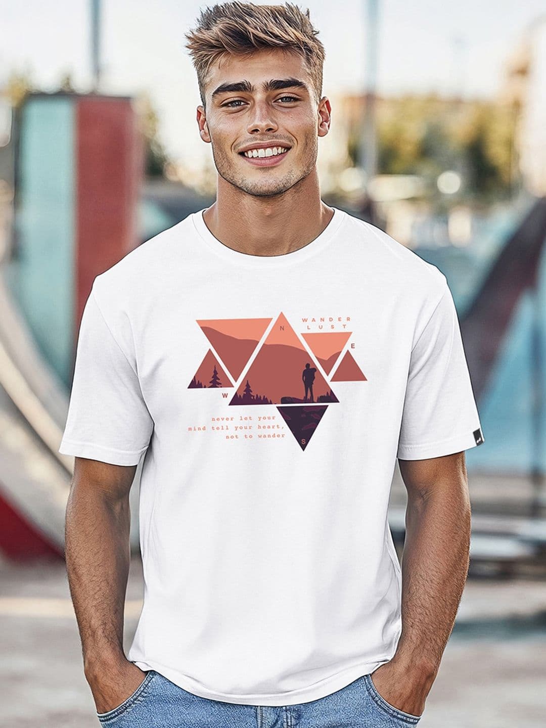 Bewakoof Men White & Coral Printed T-shirt - view 1