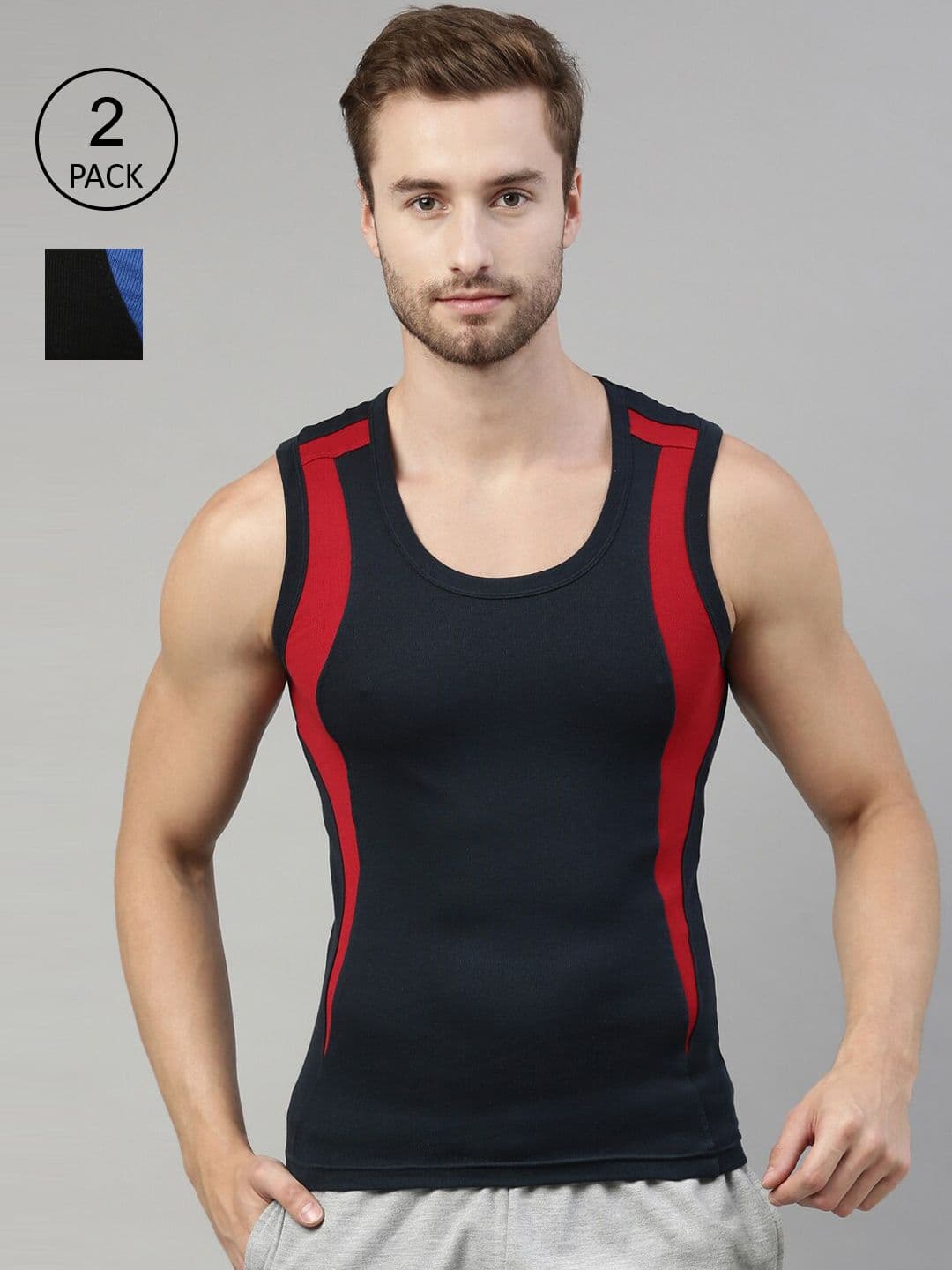 DIXCY SCOTT Men Pack of 2 Combed Cotton Slim Fit Gym Vest - view 1