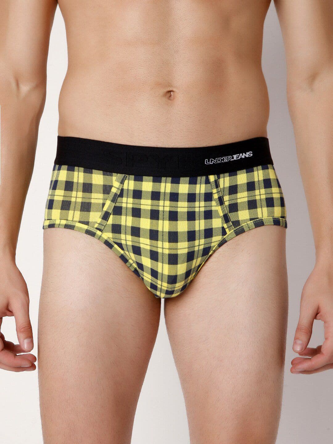 Underjeans by Spykar Men Checked Cotton Blend Brief - view 1