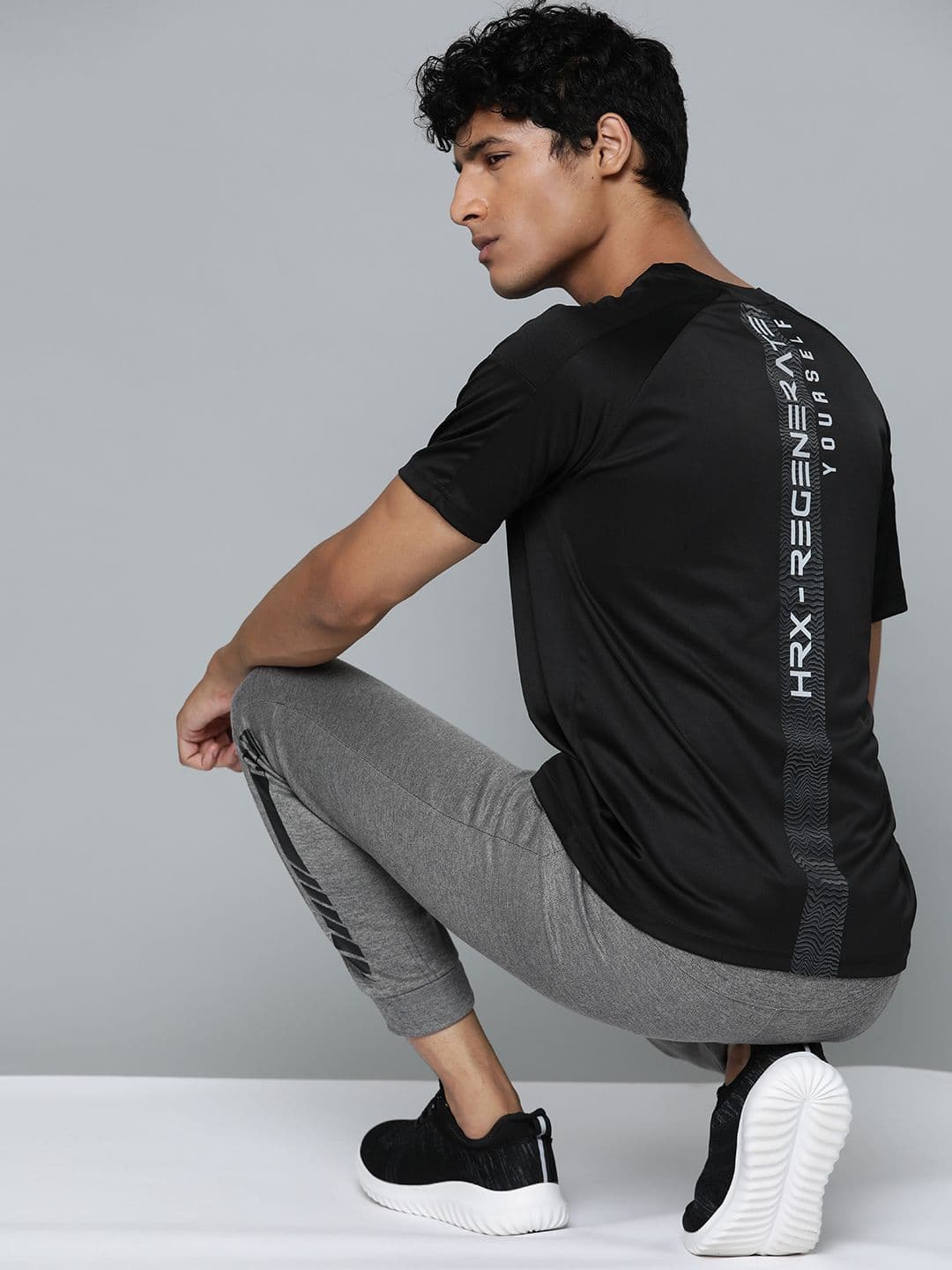 HRX By Hrithik Roshan Training Men jet black Rapid-Dry Typography Tshirts - view 1
