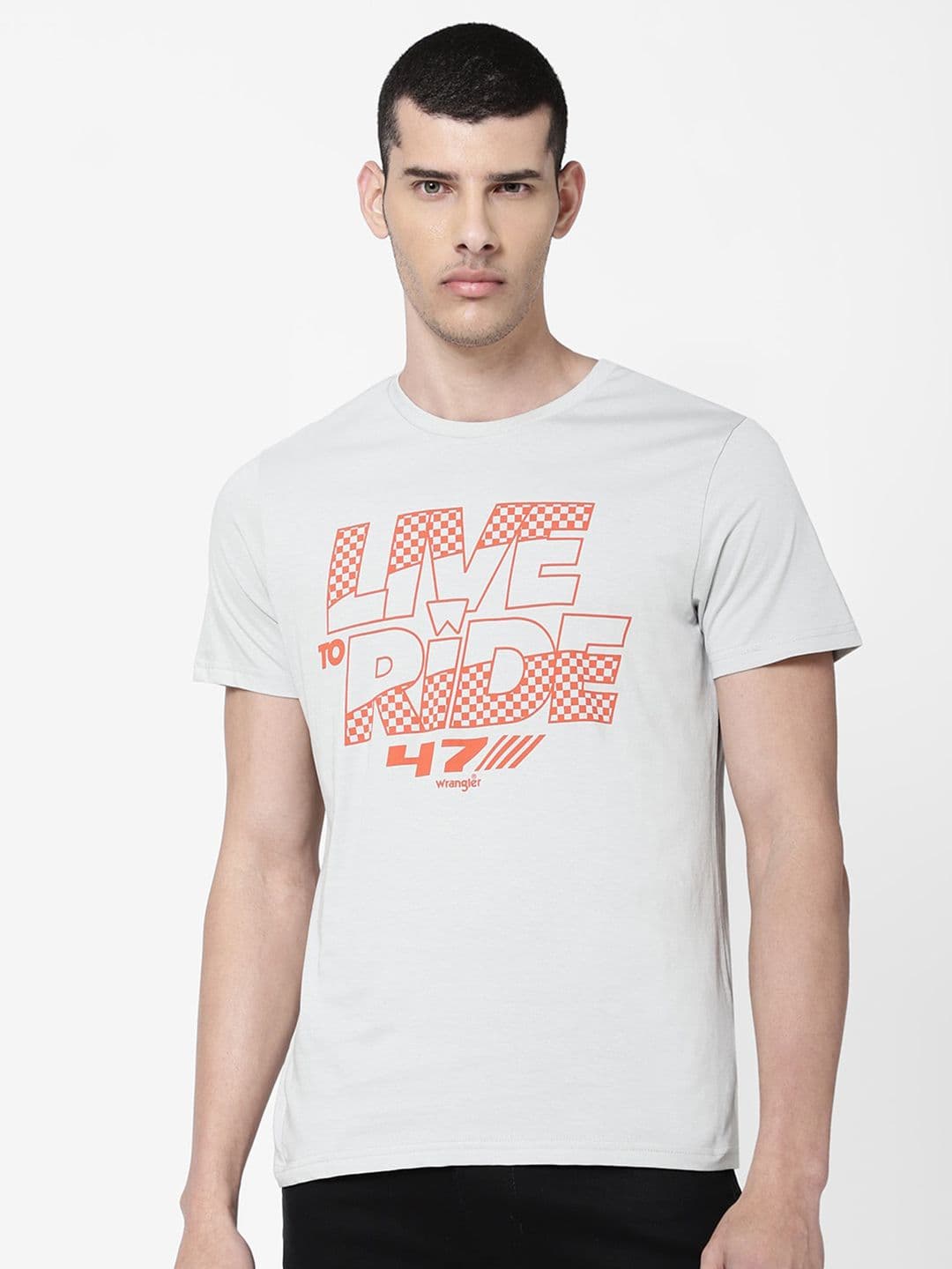 Wrangler Men Grey Printed Regular Fit Cotton T-shirt - view 1