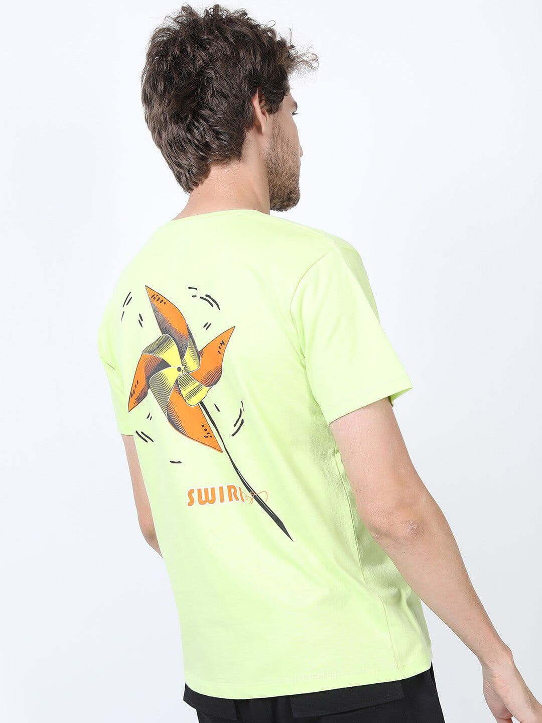 HIGHLANDER Men Lime Green Printed Slim Fit Cotton T-shirt - view 1