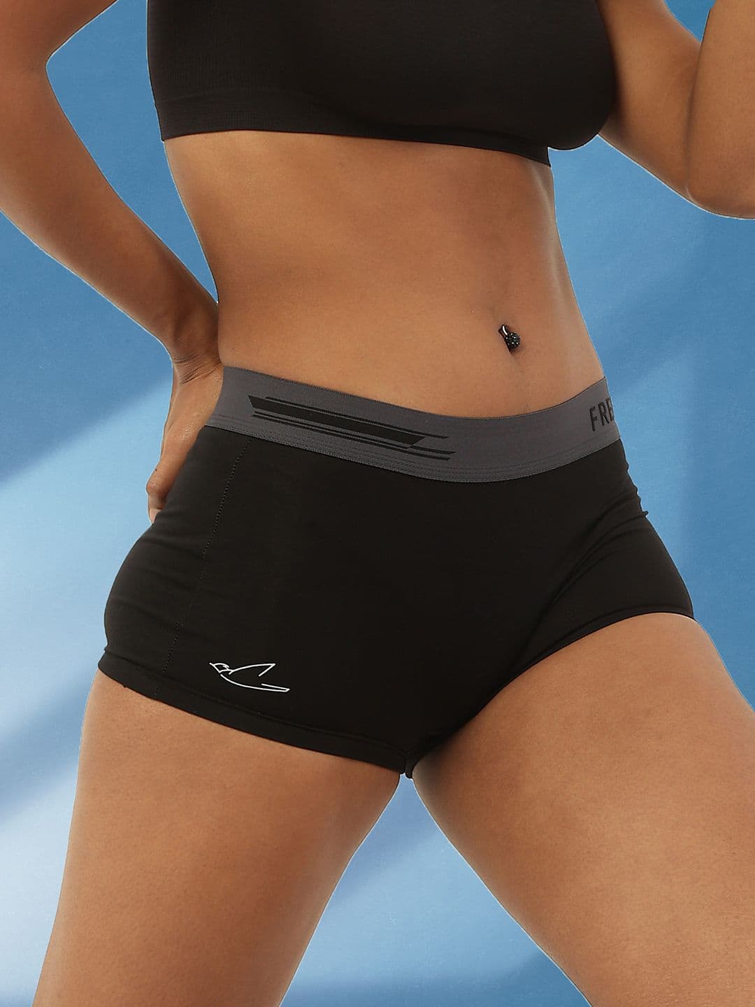 FREECULTR Women Black Solid Micro Modal Boy Shorts Briefs - view 1