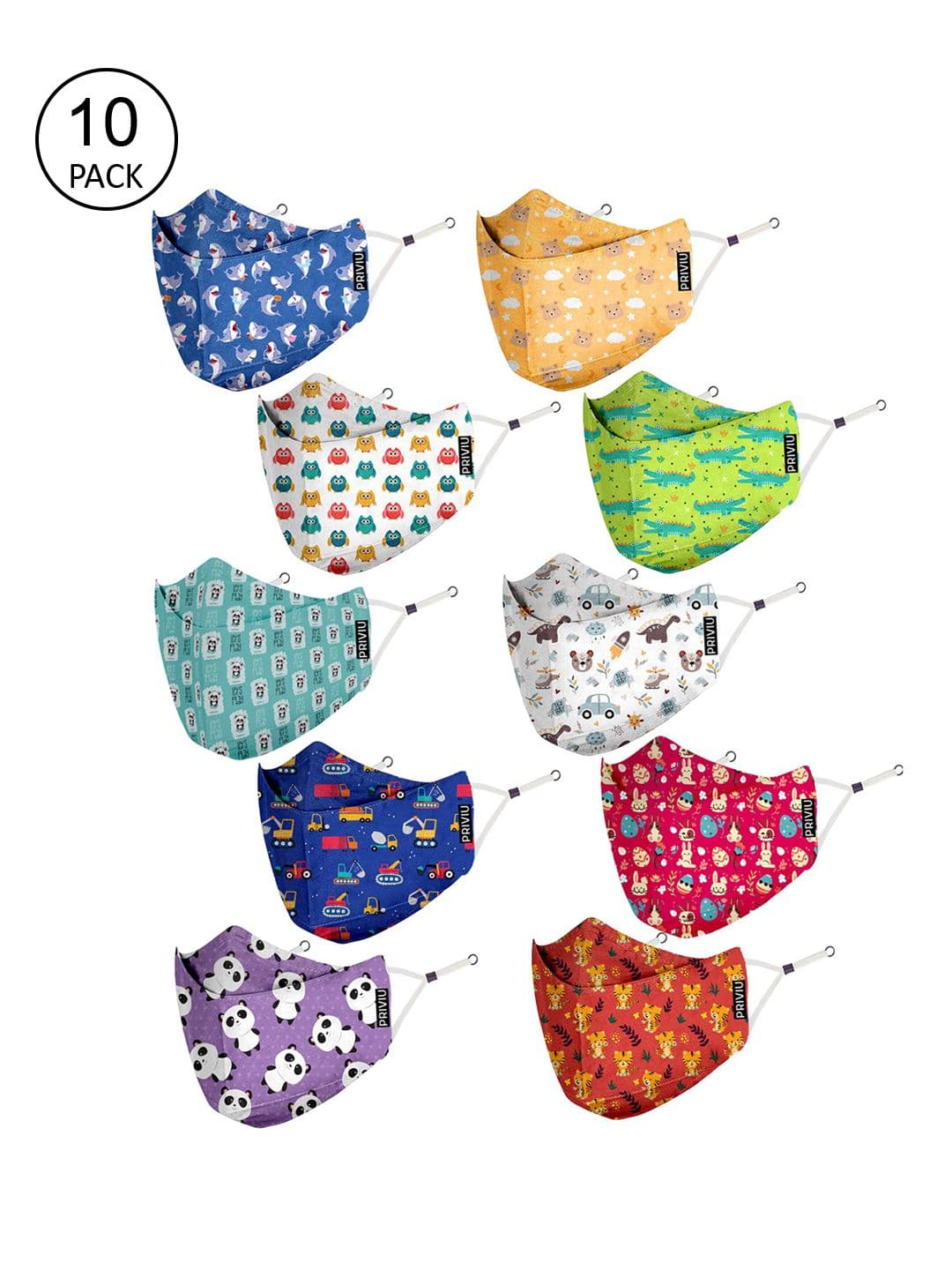 PRIVIU Kids Pack Of 10 Printed 4-Ply Reusable N95/KN5 Mask - view 1
