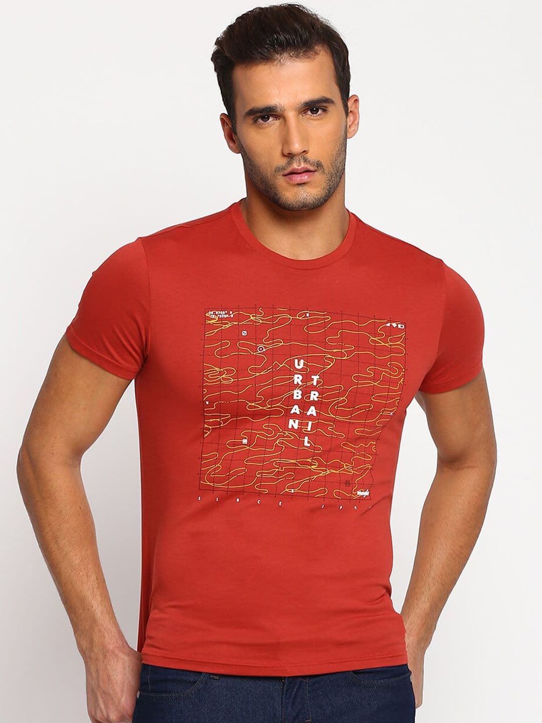 Wrangler Men Red Printed T-shirt - view 1