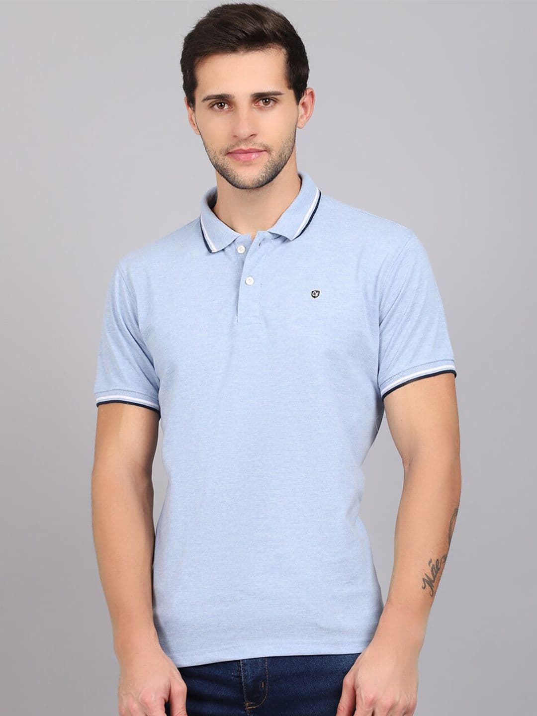 Cantabil Men Blue Polo Collar T-shirt - view 1