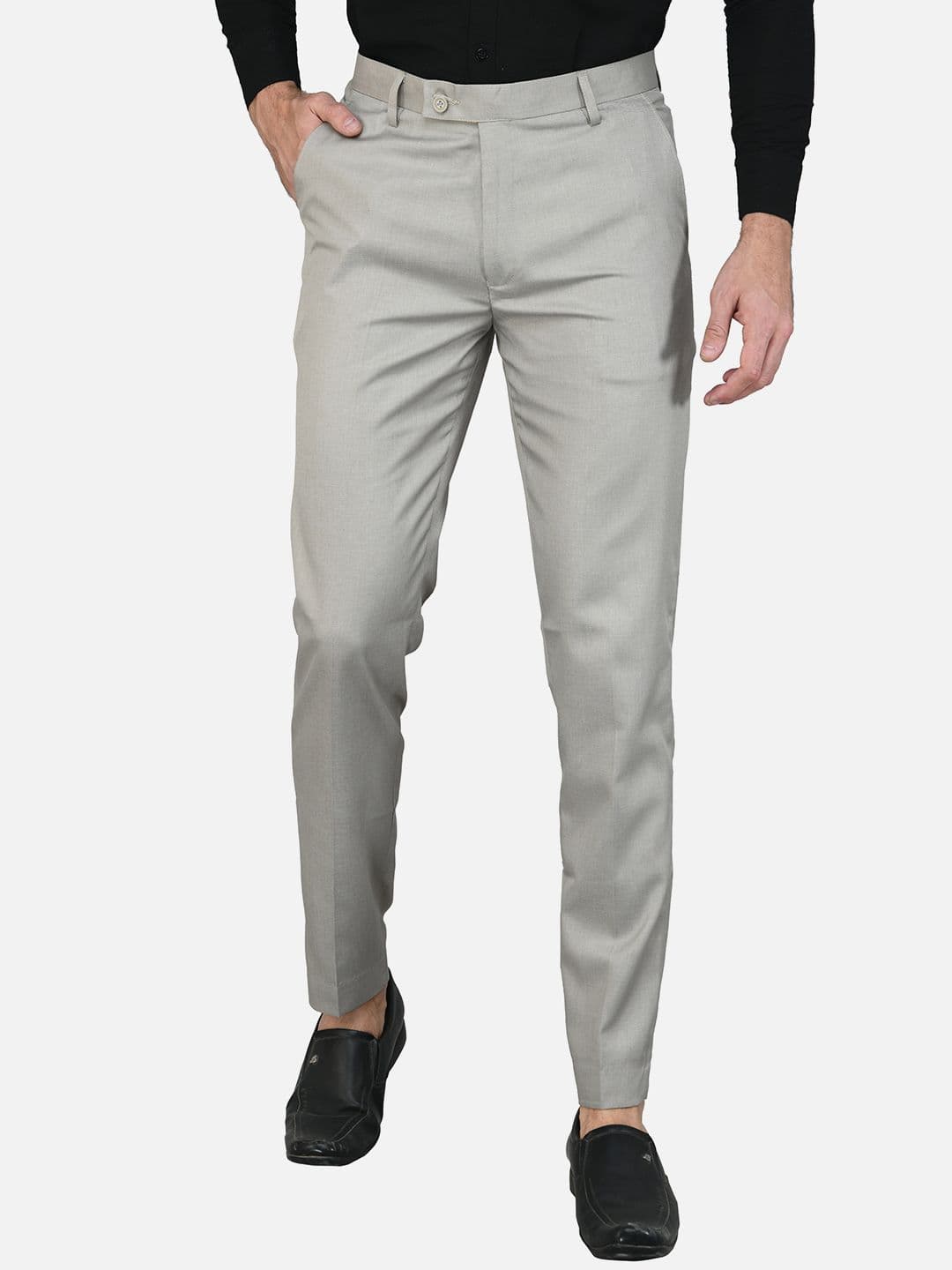 Sam and Jack Men Silver-Toned Smart Chambray Trousers - view 1
