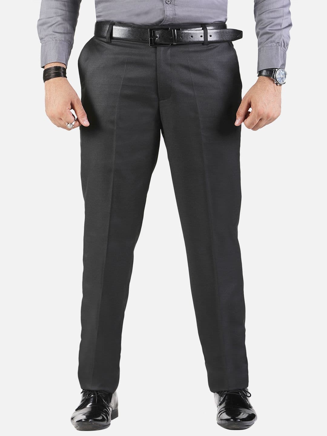 Sam and Jack Men Black Regular Fit Formal Trouser - view 1