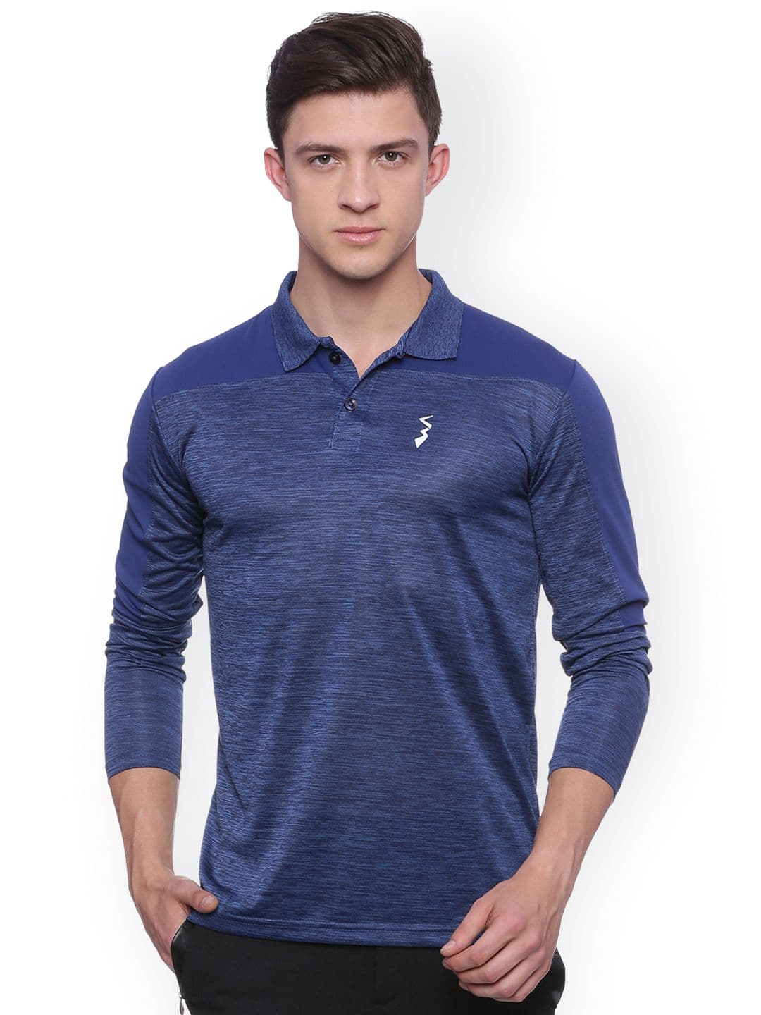 CAHOOT Men Blue Self-Design Odour-Free Sports Polo T-shirt - view 1