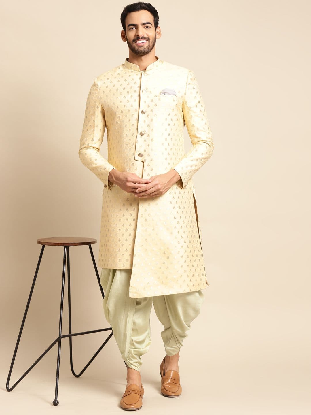 KISAH Men Printed Indowestern Sherwani Set - view 1